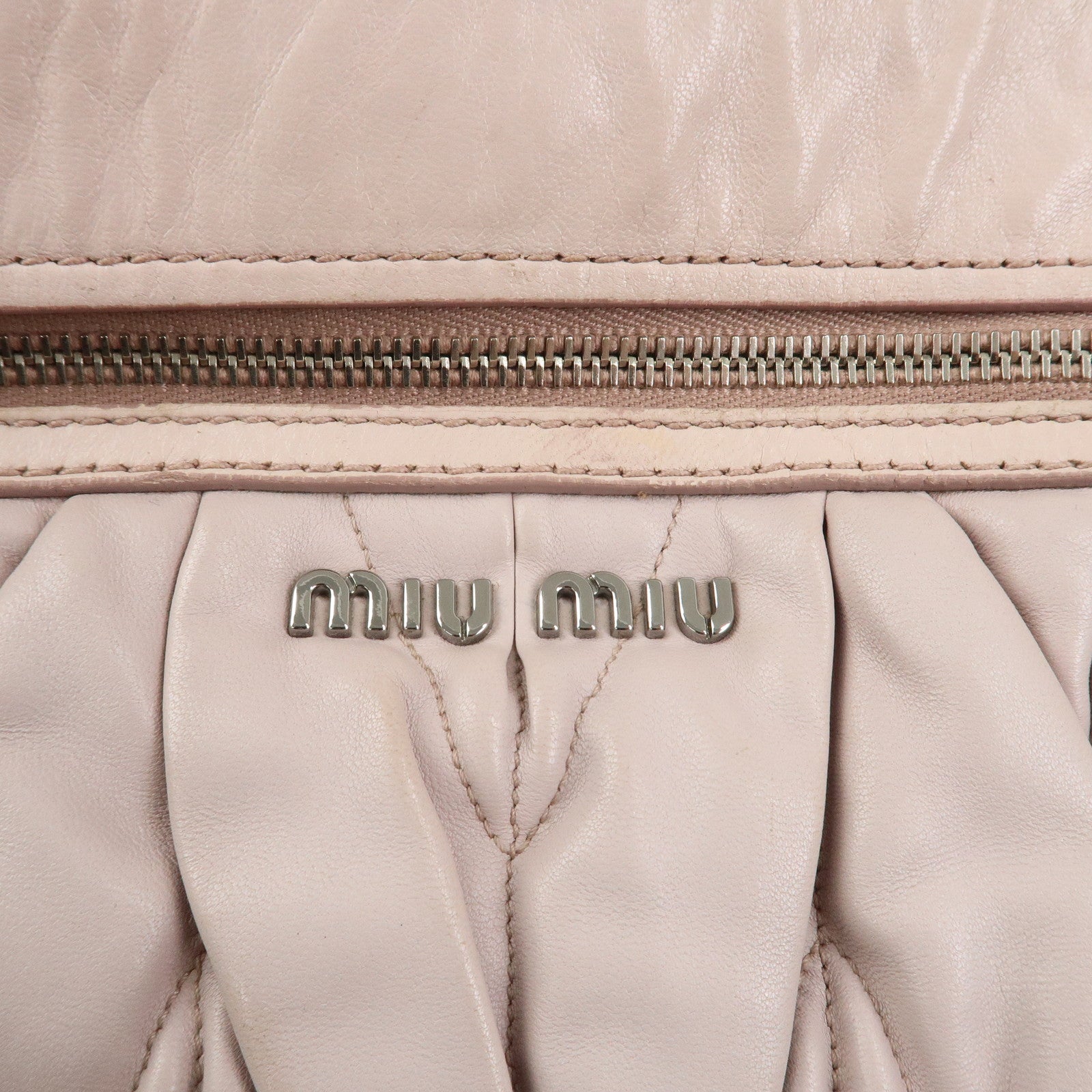 MIU MIU Matelasse Nappa Leather Tote Bag Shoulder Bag Light Pink