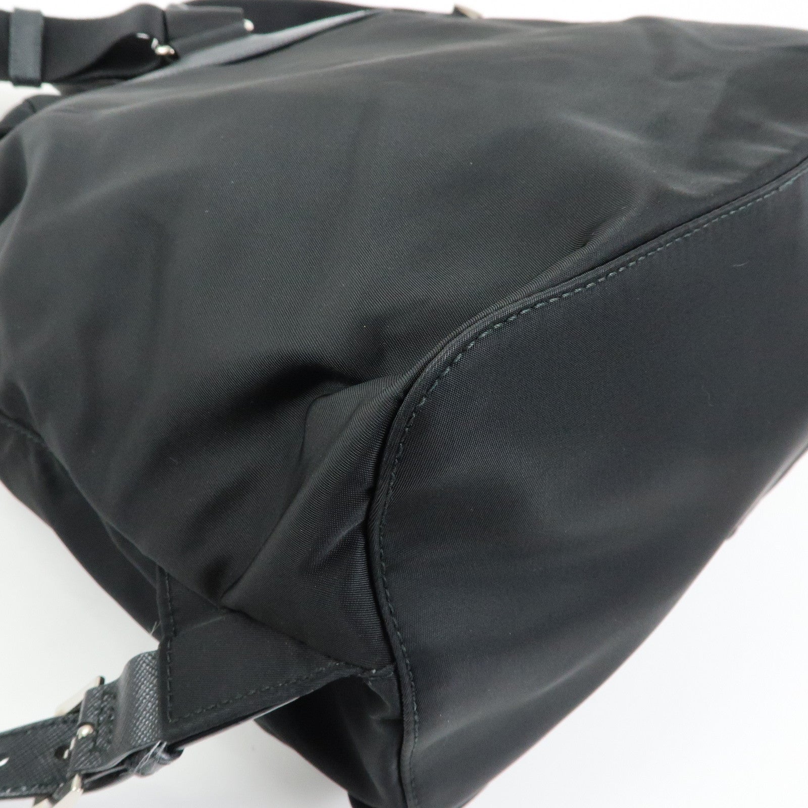 PRADA Triangle Logo Nylon Saffiano leather Backpack Rucksuck Black