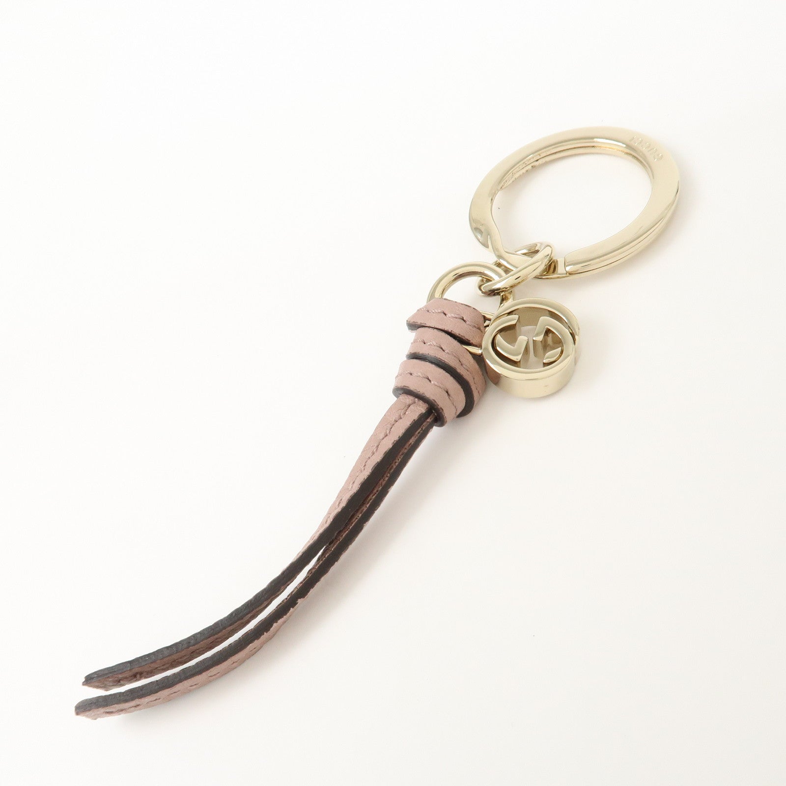 GUCCI Interlocking G Leather Bag Charm Key Chain Pink 324403