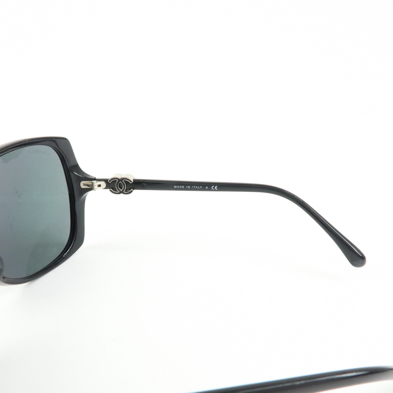 CHANEL COCO Mark Plastic Sunglasses 61□16 Black 5216-A