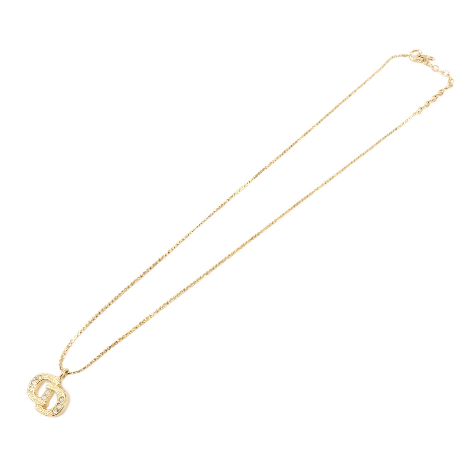 Christian Dior CD Logo Metal Necklace Choker Gold