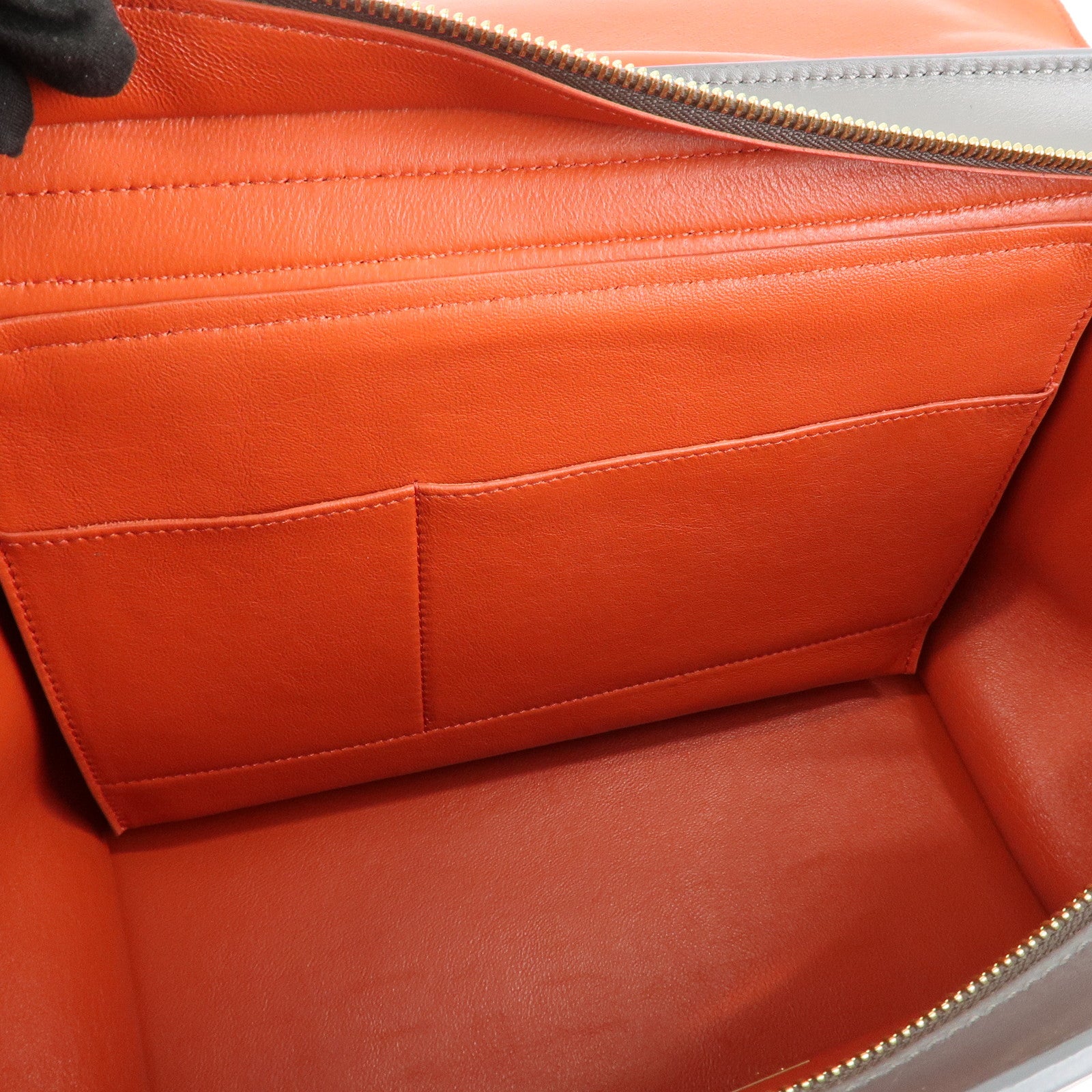 CELINE Trapeze Leather Suede 2Way Hand Shoulder Bag Black Orange