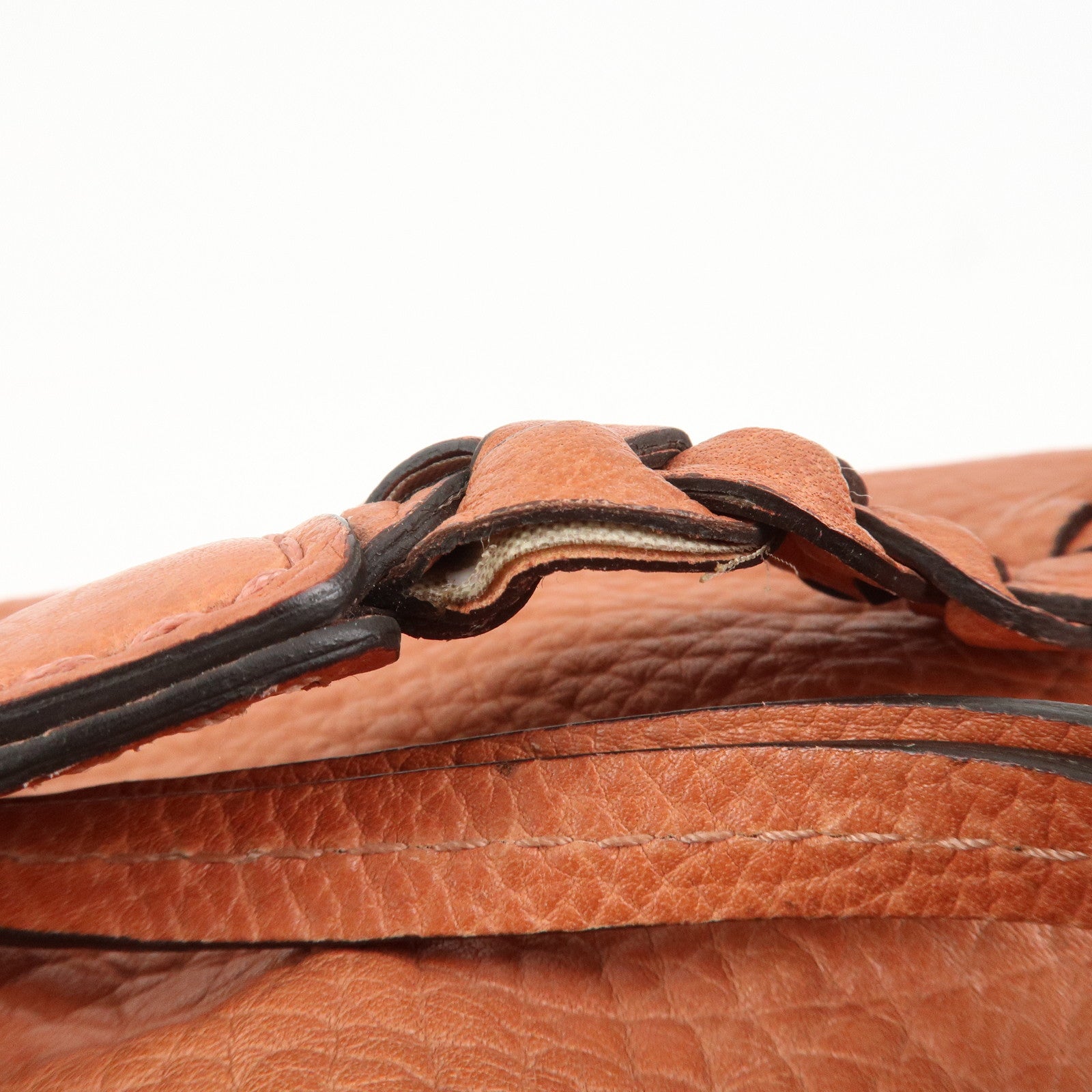 GUCCI Bamboo Leather Boston Bag Shoulder Bag Coral 232959