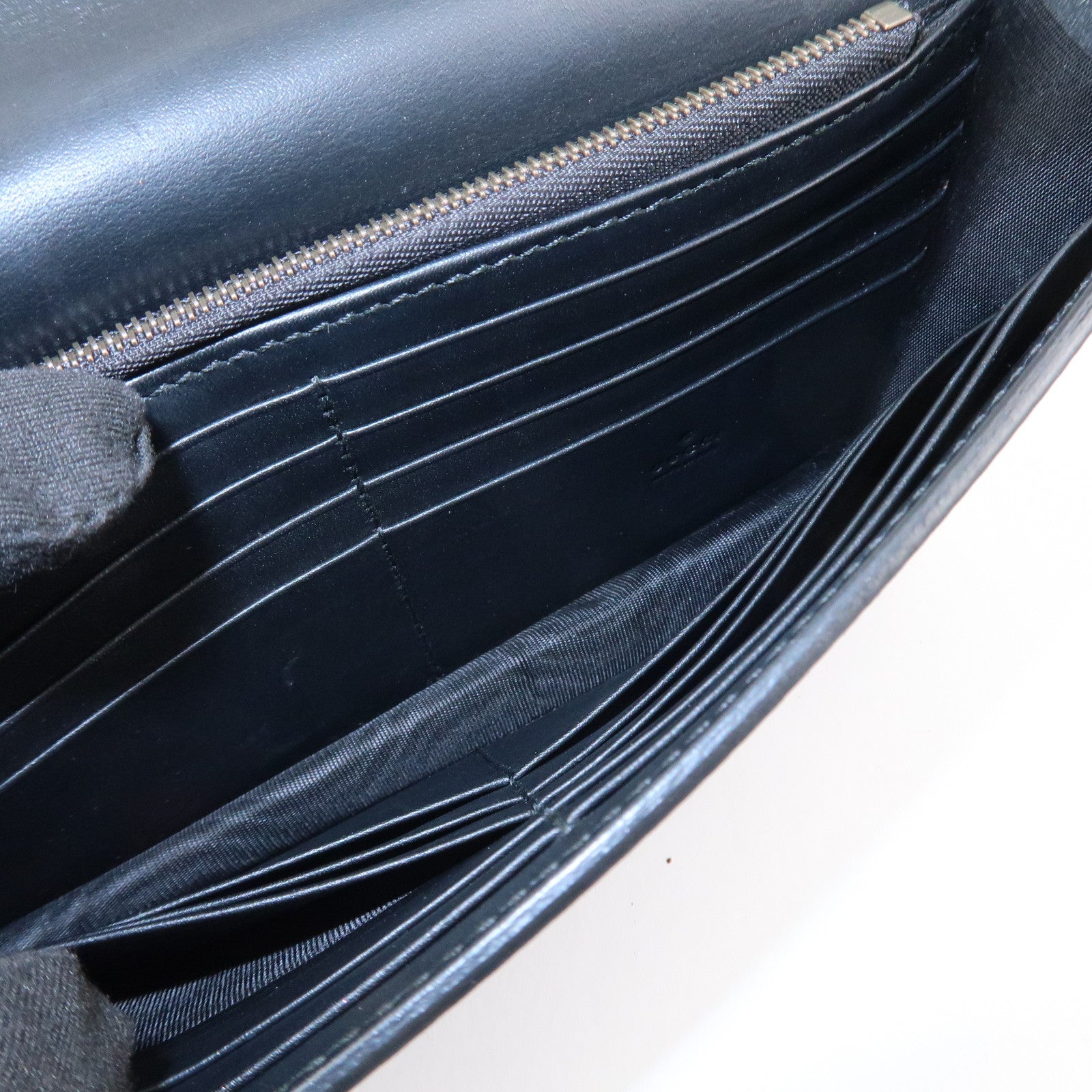 GUCCI GG Marmont Leather Chain Wallet Gold HDW Black 431478 Used