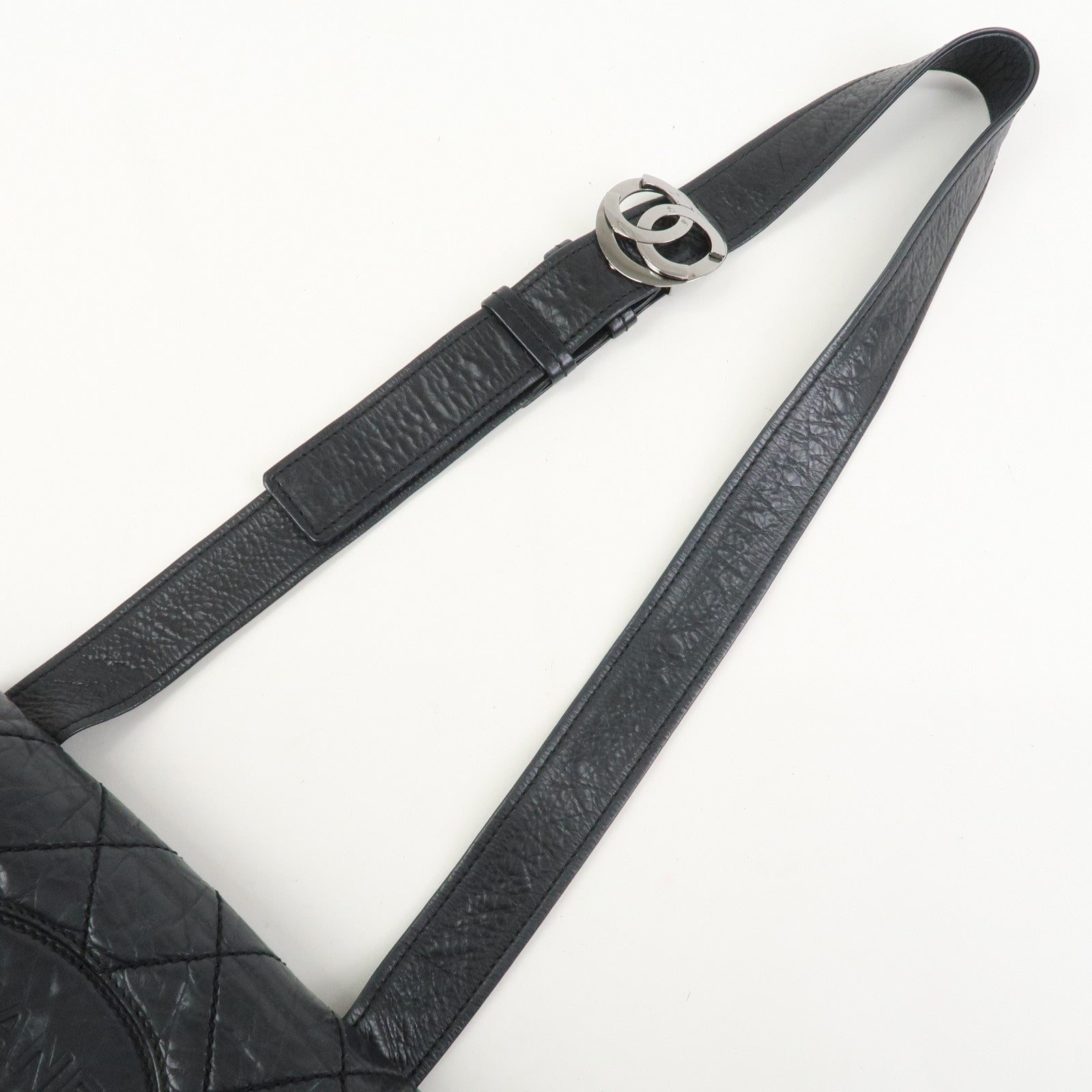 CHANEL Wild Stitch Calf Leather Shoulder Bag Crossbody Bag Black