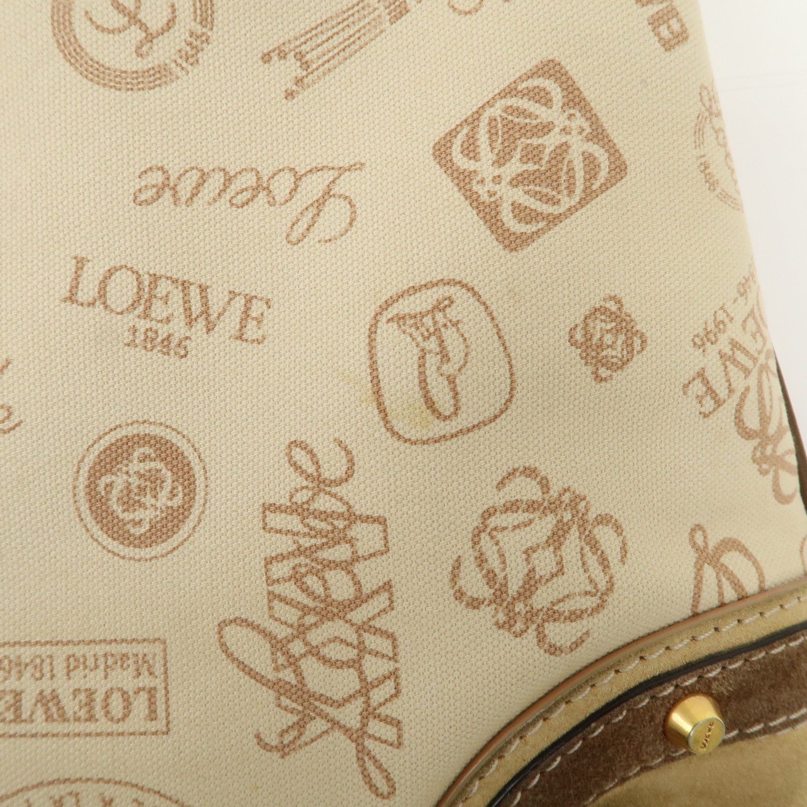 LOEWE Anagram Canvas Suede Leather Shoulder Bag 160th Anniverssary