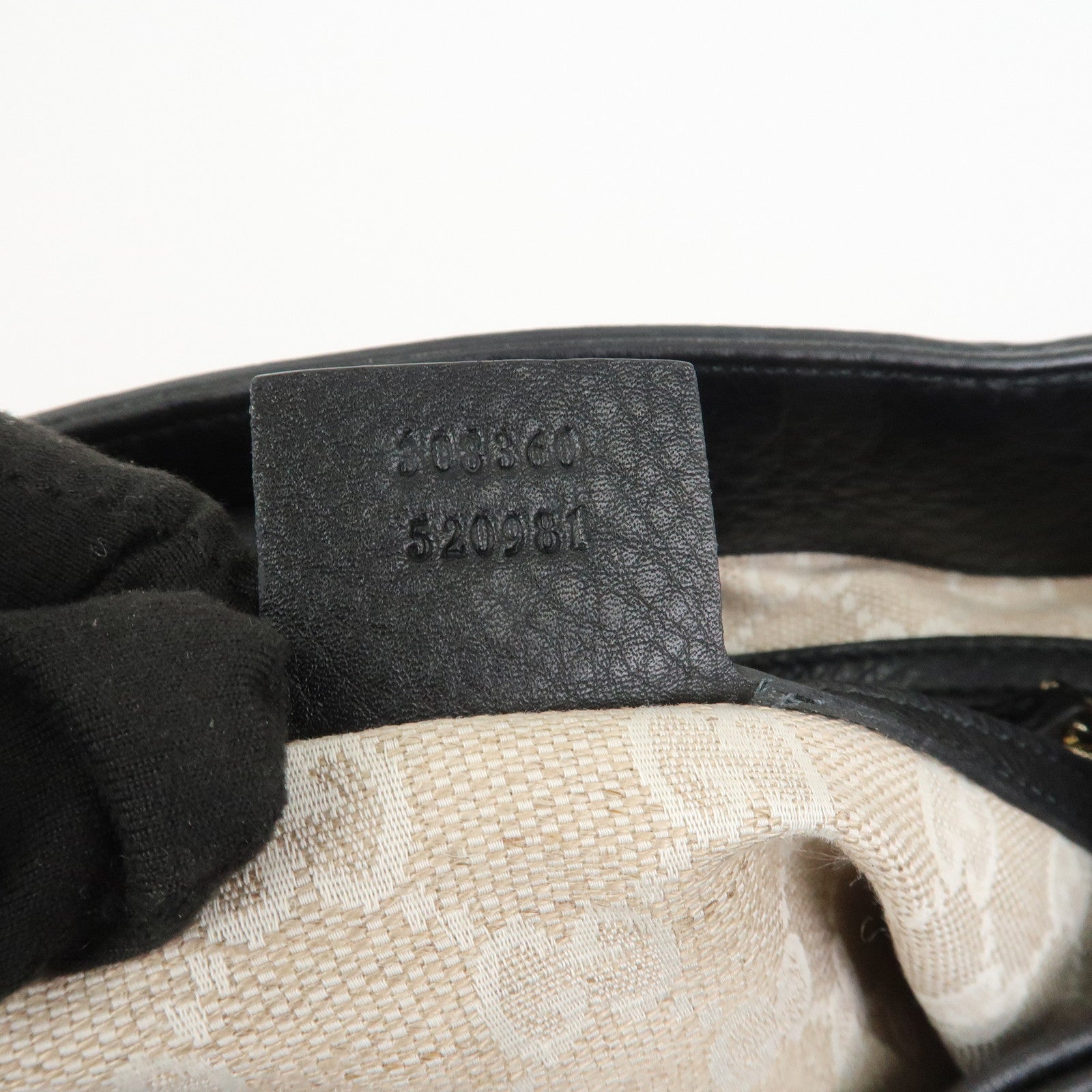 GUCCI Bamboo Logo Leather 2Way Shoulder Bag Hand Bag Black 308360