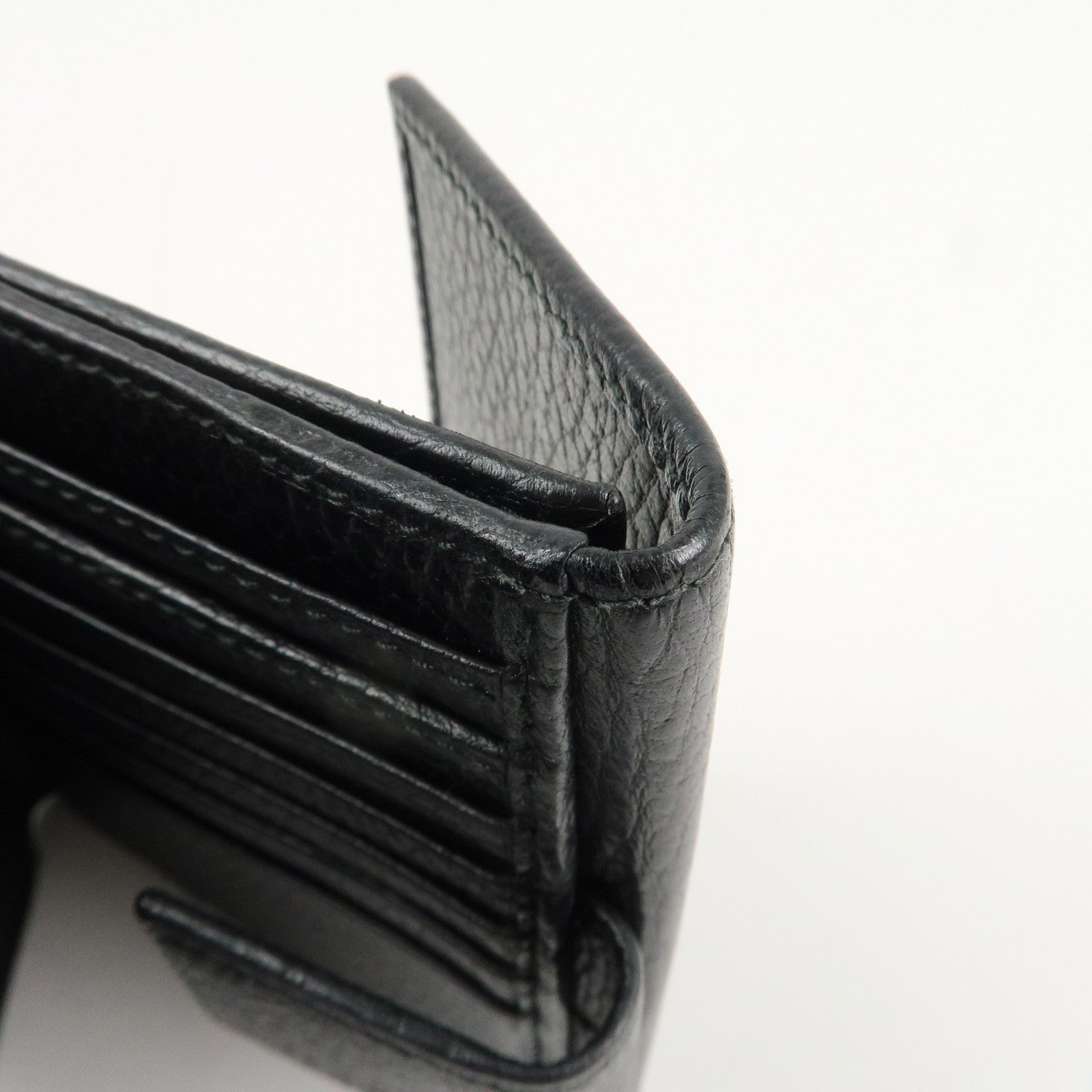 GUCCI GG Marmont Leather Double Hook Wallet Black 456122 Used