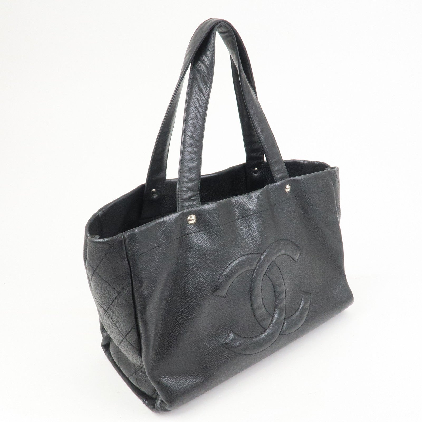 CHANEL COCO Mark Caviarskin Tote Bag Shoulder Bag Black A46566