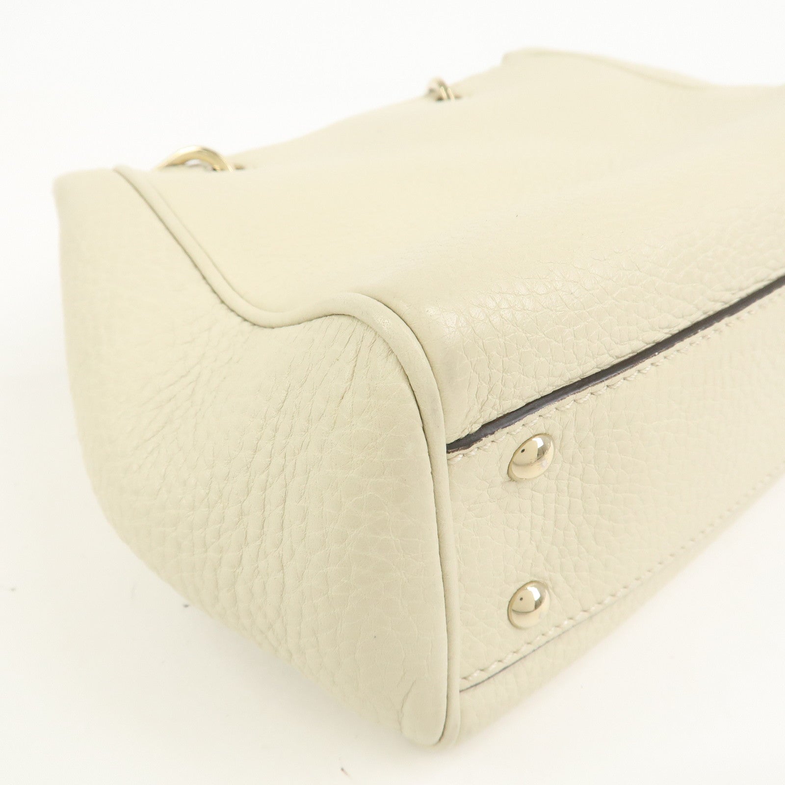 GUCCI Bamboo Leather Mini Shopper 2Way Bag Hand Bag Ivory 368823