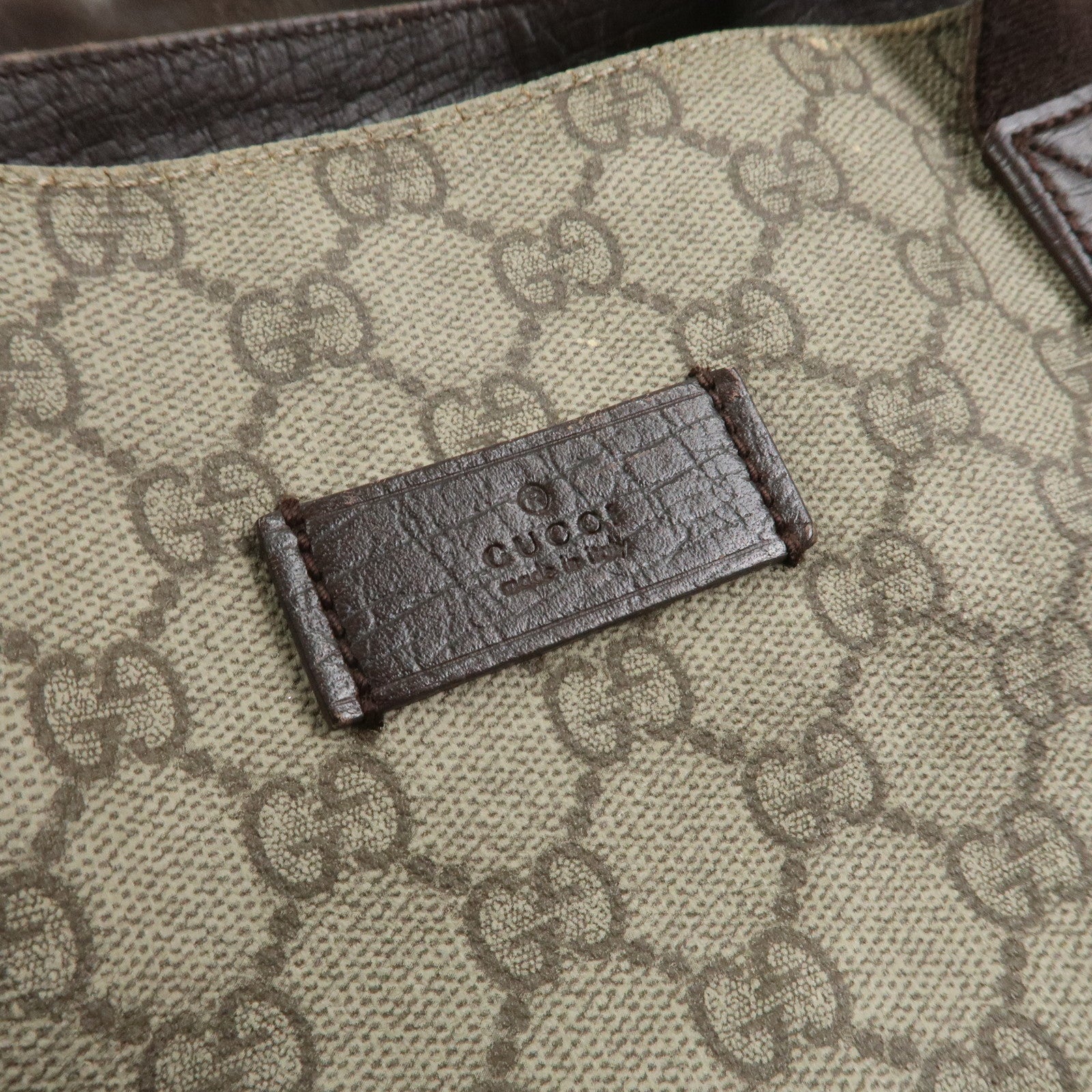 GUCCI GG Supreme Leather Tote Bag Hand Bag Beige Brown 141624