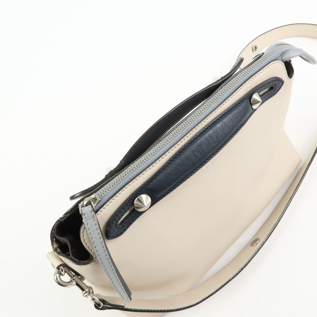 FENDI By The Way Leather Medium 2Way Hand Shoulder Bag Ivory 8BL124