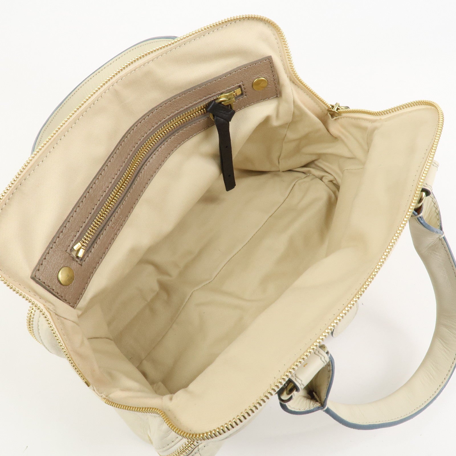 Chloe Bay Leather Hand Bag Shoulder Bag Ivory
