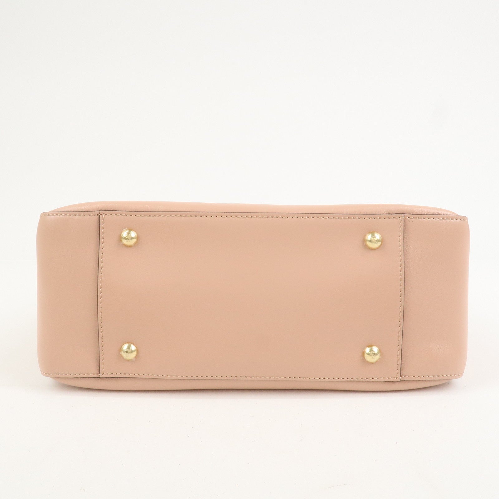 FENDI Leather 2Way FF Tote Small Hand Bag Shoulder Bag Pink 8BH367