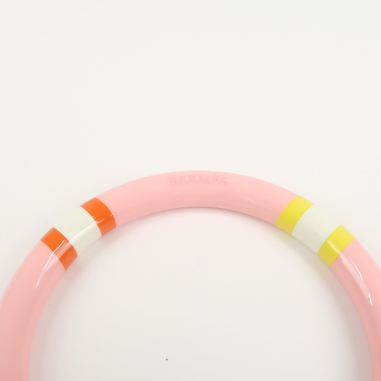 HERMES H Equipe PM Lacquered Wood Bracelet Bangle Pink