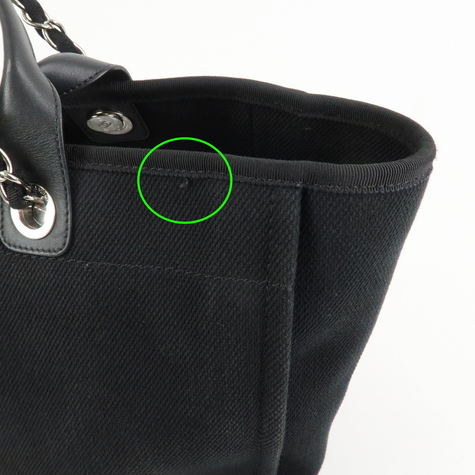CHANEL Deauville GM Canvas Leather 2Way Tote Bag Black A66941