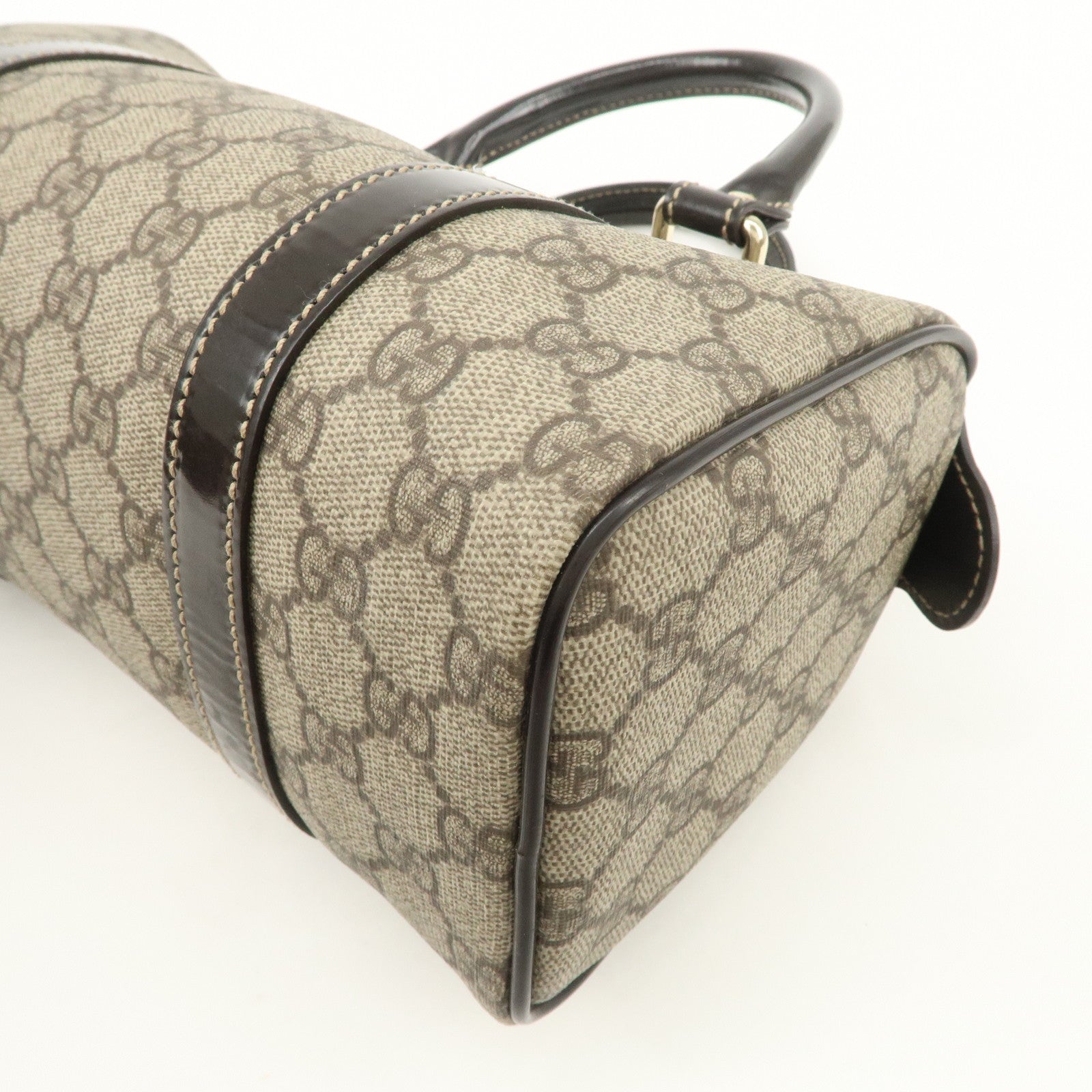 GUCCI GG Spream Patent Leather Mini Boston Bag Beige 193604