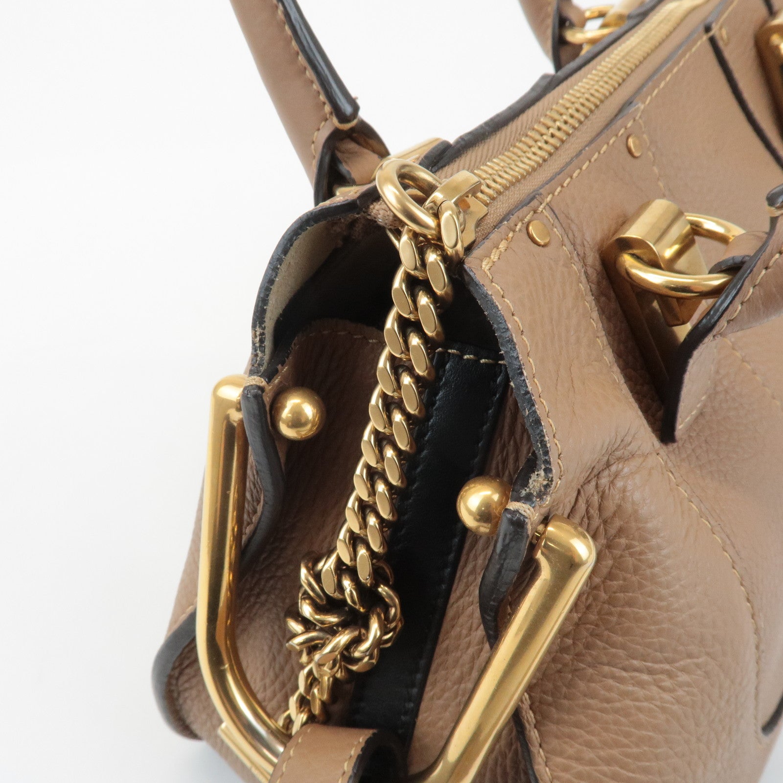 Chloe Hayley Leather 2WAY Bag Hand Bang Shoulder Bag Brown