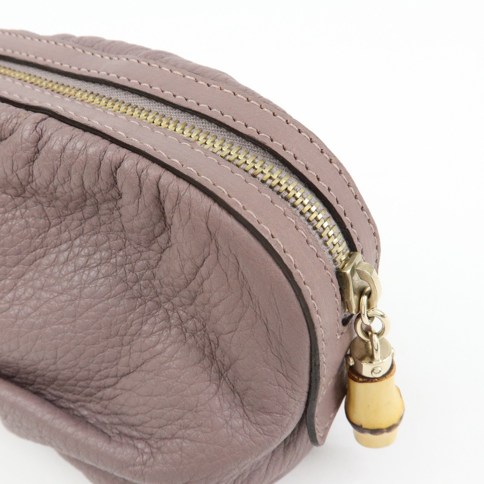 GUCCI Bamboo Leather Cosmetic Case Pouch Light Purple 246175