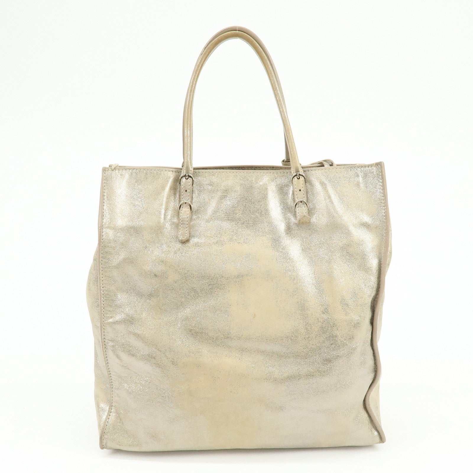 BALENCIAGA The Paper Leather Tote Bag Hand Bag Silver 255412