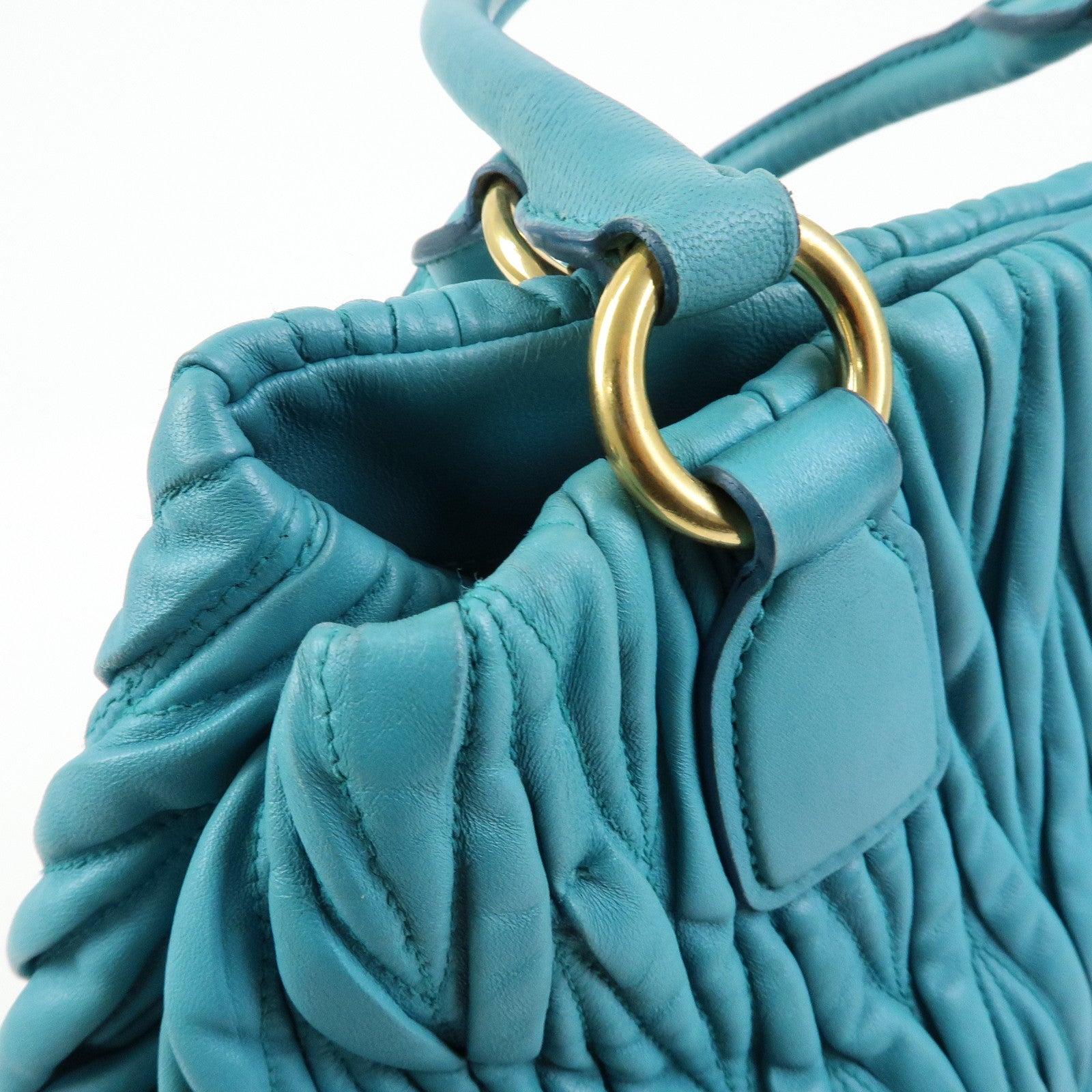 MIU MIU Matelasse Nappa Leather 2Way Bag Hand Bag Marine 5BE886