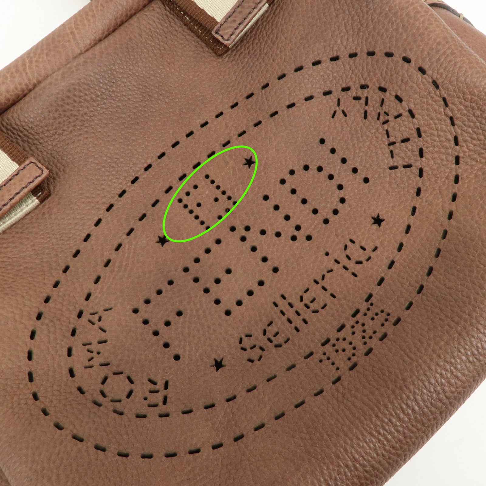 FENDI Selleria Leather Canvas Hand Bag Shoulder Bag Brown 8BL093