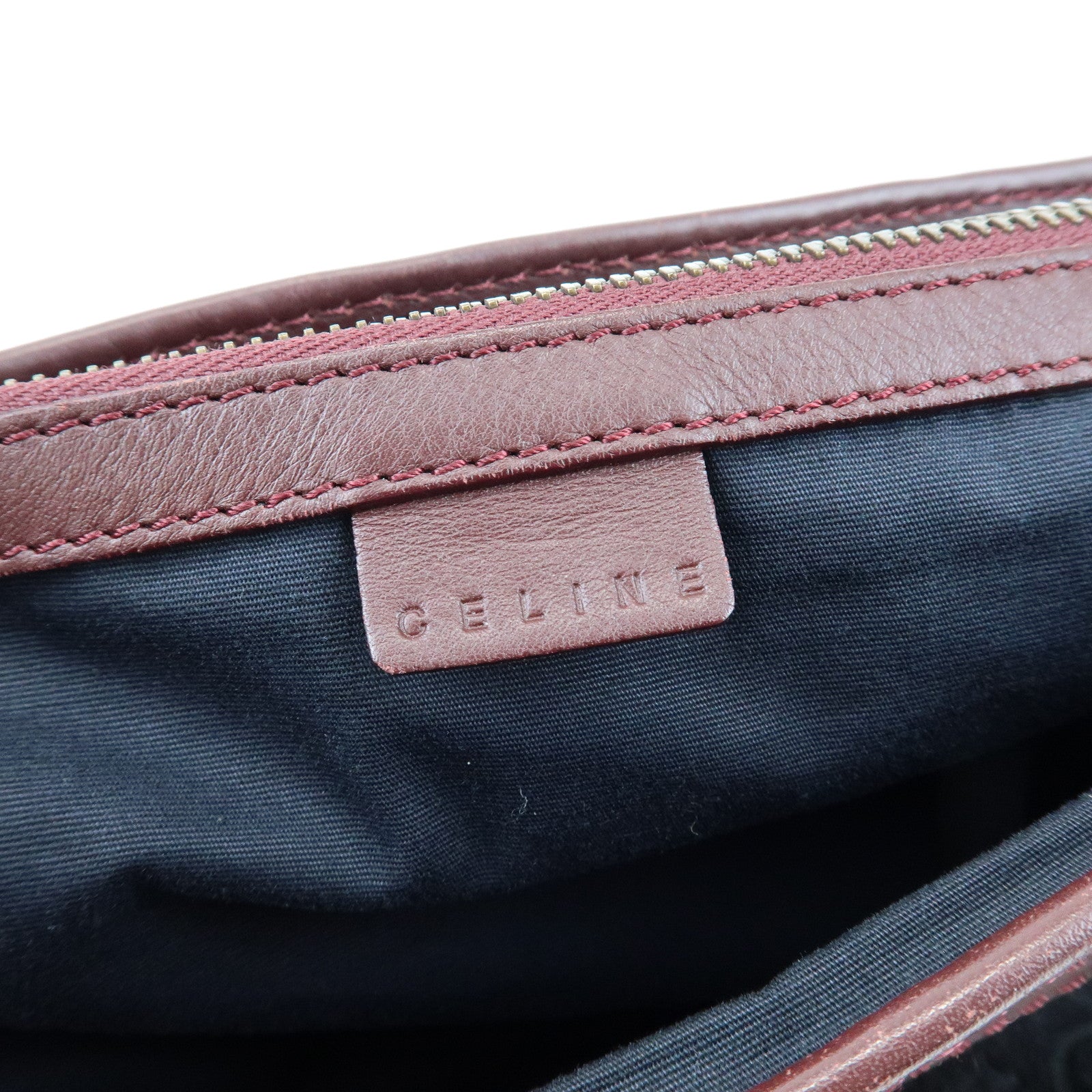 CELINE C Macadam Boogie Bag Suede Leather Hand Bag Black Bordeaux