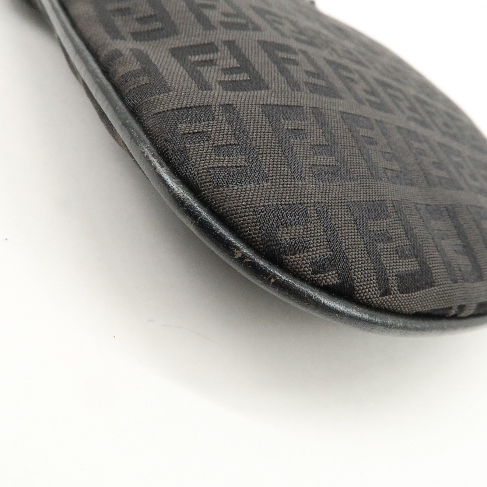 FENDI Zucchino Canvas Leather Shoulder Bag Hand Bag Black 8BR248