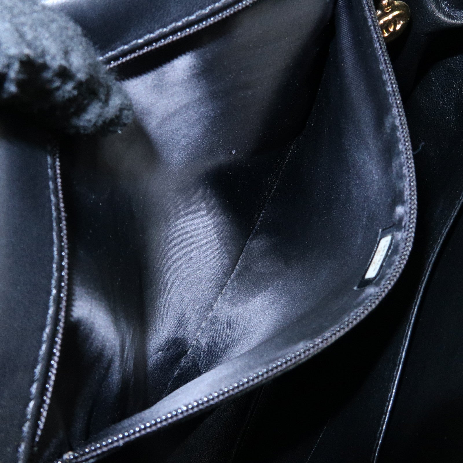 CHANEL Matelasse Lamb Skin Chain Shoulder Bag Black Gold