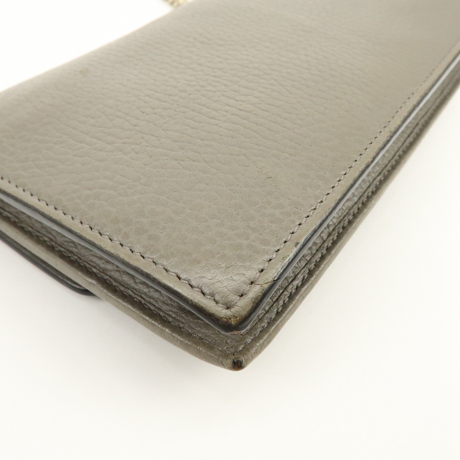 GUCCI Interlocking G Leather Chain Wallet Shoulder Bag Gray 510314