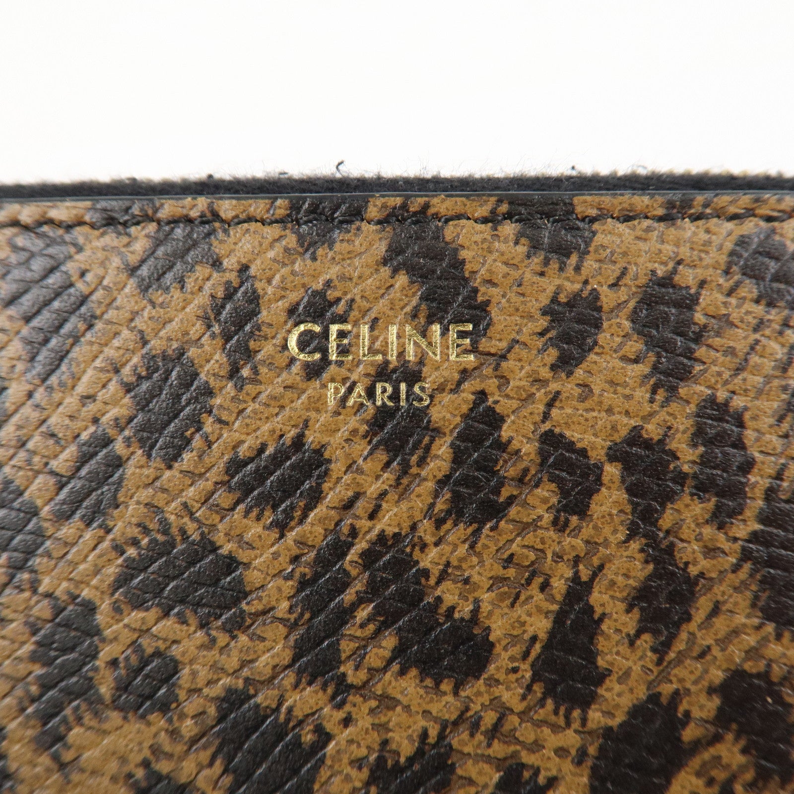 CELINE Leather Round Zippy Compact Wallet Brown Used