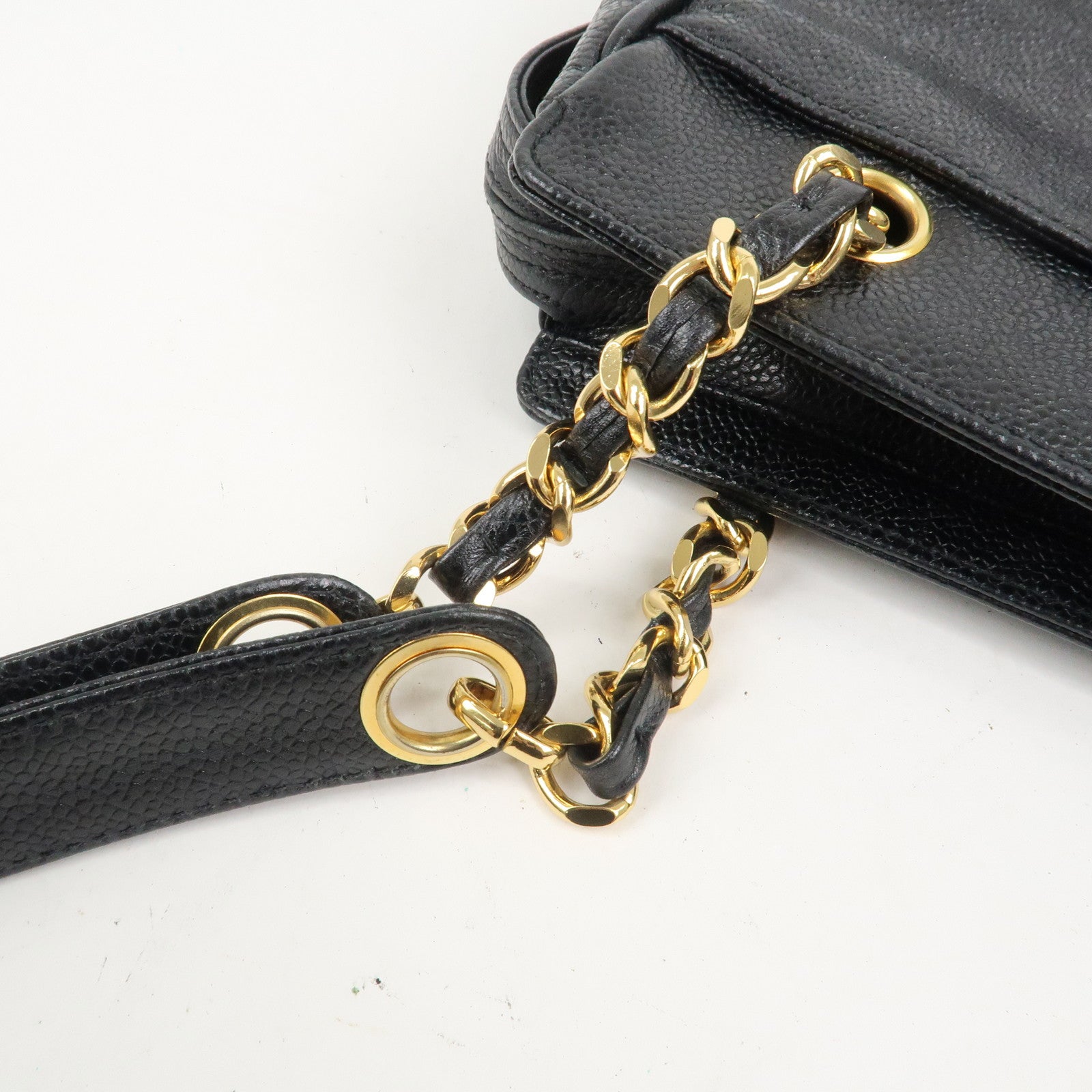 CHANEL Triple COCO Mark Caviarskin Chain Shoulder Bag Black