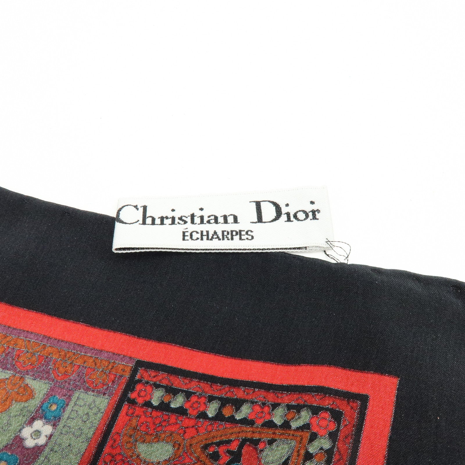 Christian Dior Set of 2 Silk 100% Scarf Black Red