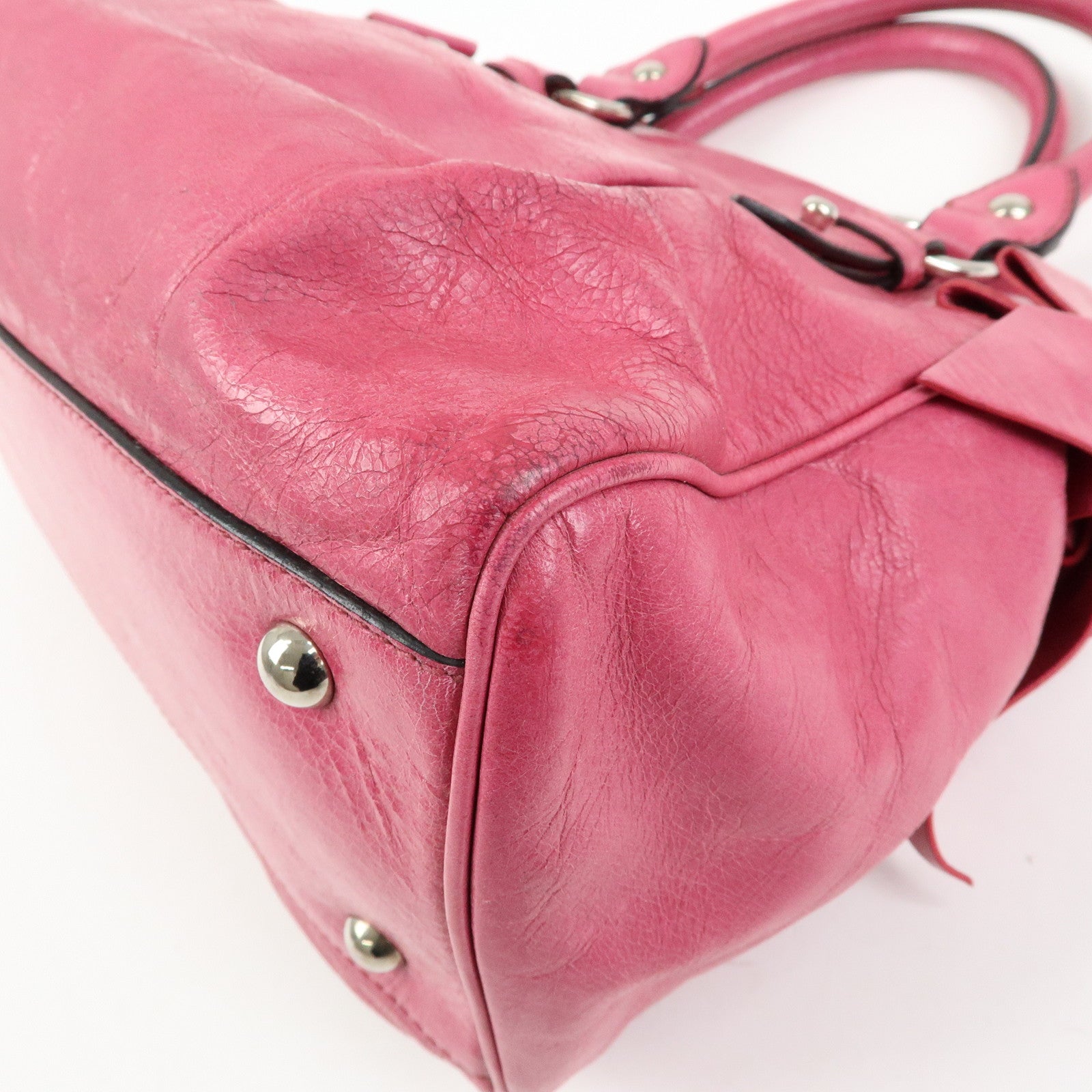 MIU MIU Vitello Lux 2Way Ribbon Motif Bag Hand Bag Pink RN0955