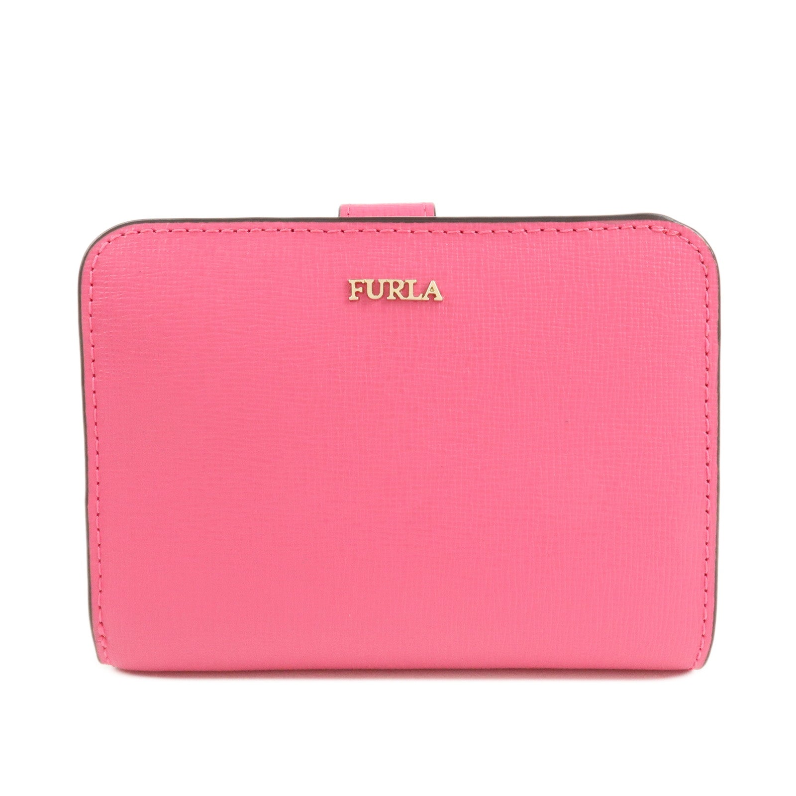 Furla Babilon Logo Leather Bi-fold Wallet Compact Wallet Pink Used