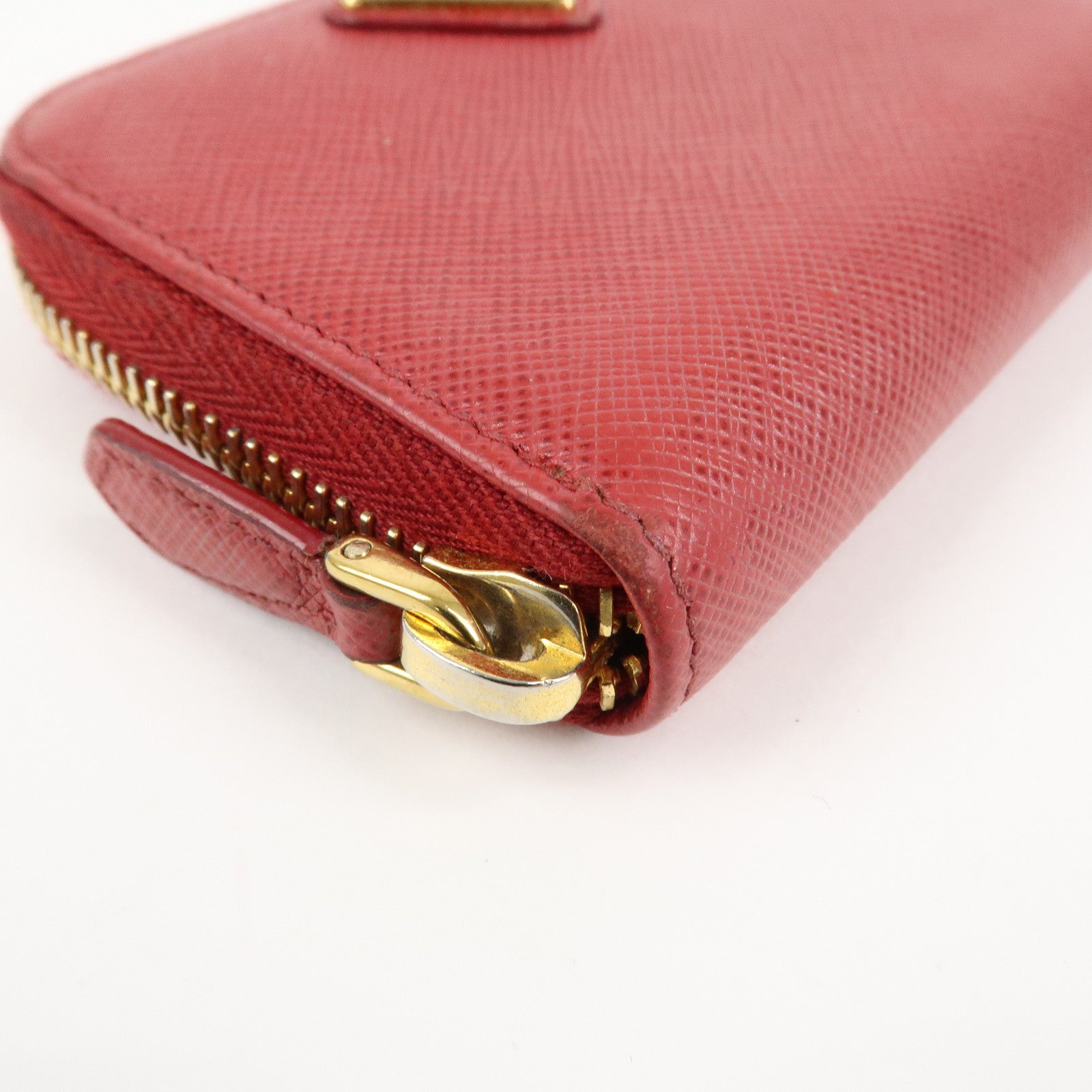 PRADA Triangle Logo Round Zippy Coin Case Red 1MO268 Used