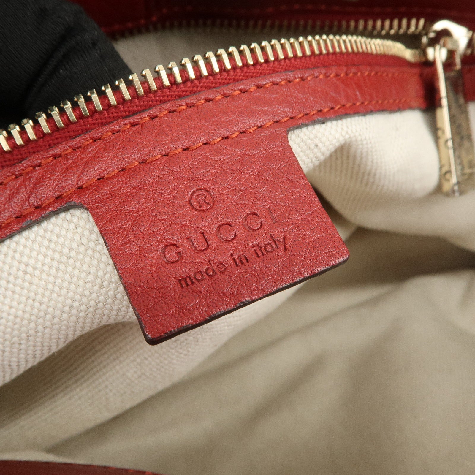 GUCCI Bamboo Shopper Medium 2Way Shoulder Hand Bag Red 323660