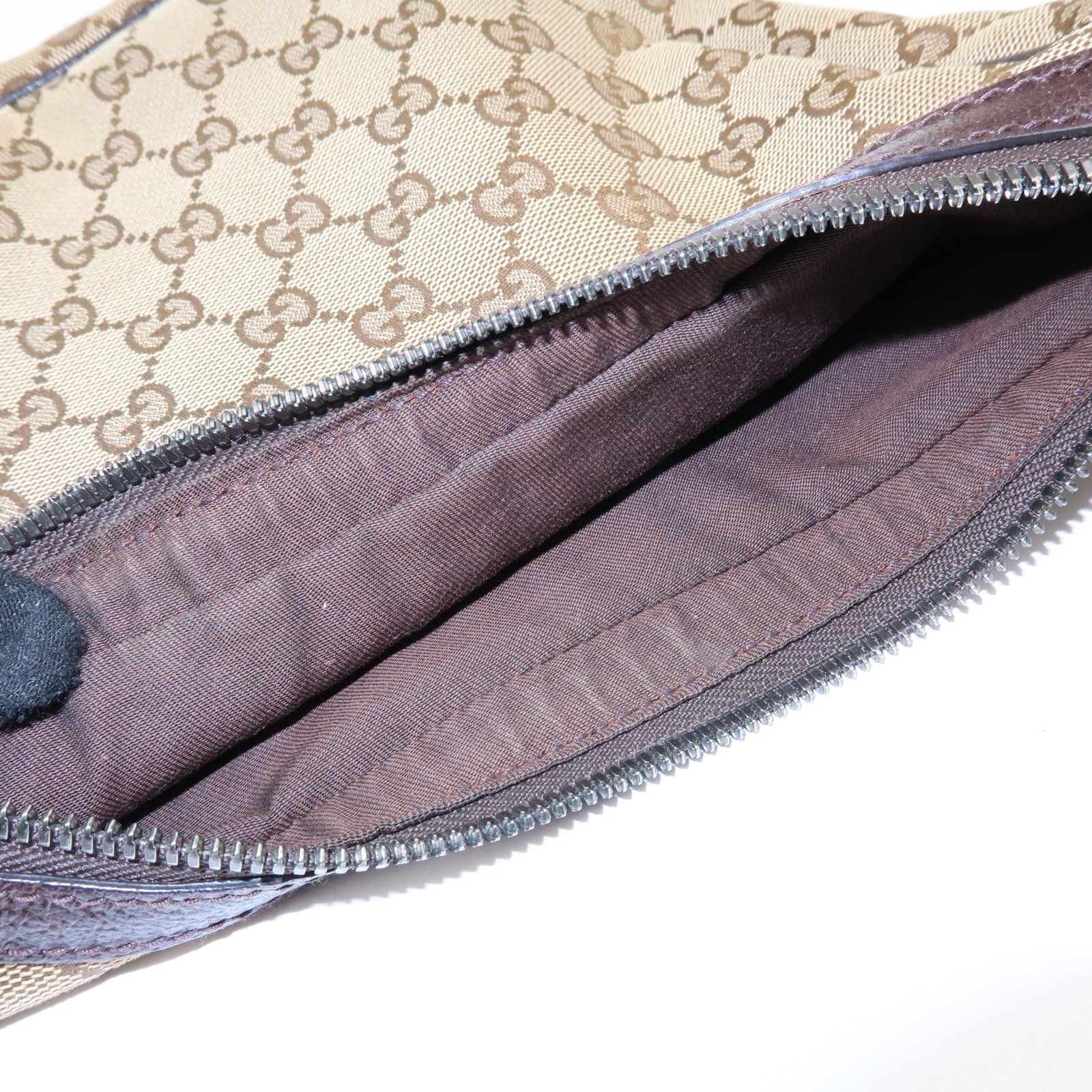 GUCCI GG Canvas Leather Shoulder Bag Crossbody Bag Beige 122790