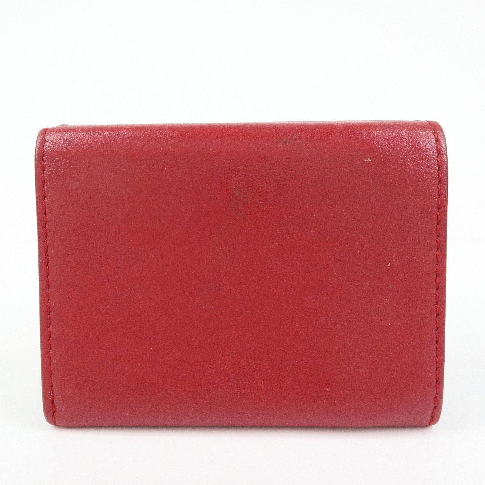 FENDI Peekaboo Leather Compact Trifold Wallet Red 8M0445