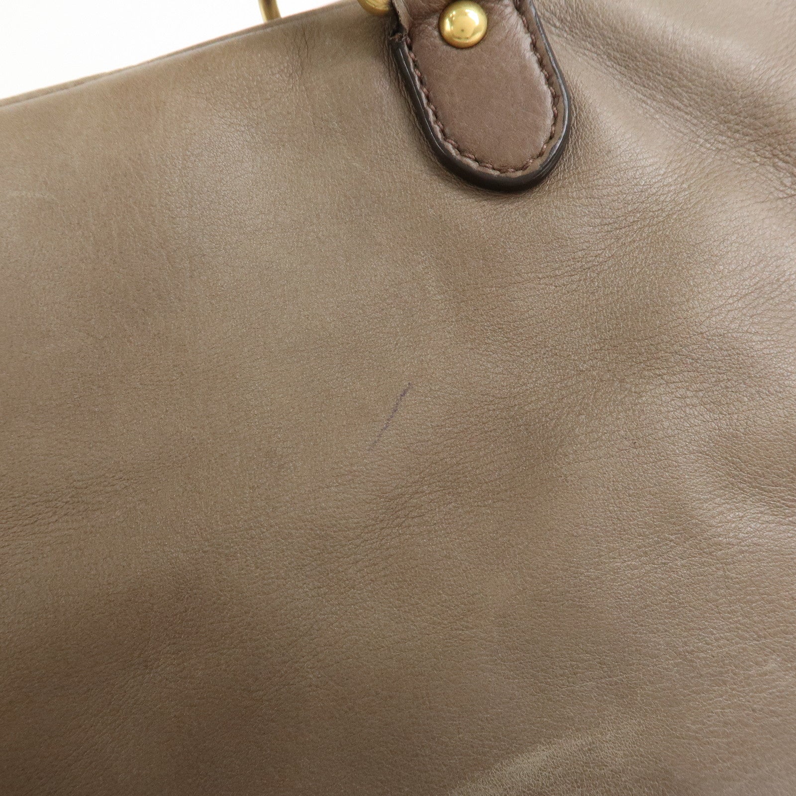 MIU MIU Logo Leather 2Way Bag Hand Bag Boston Bag Brown