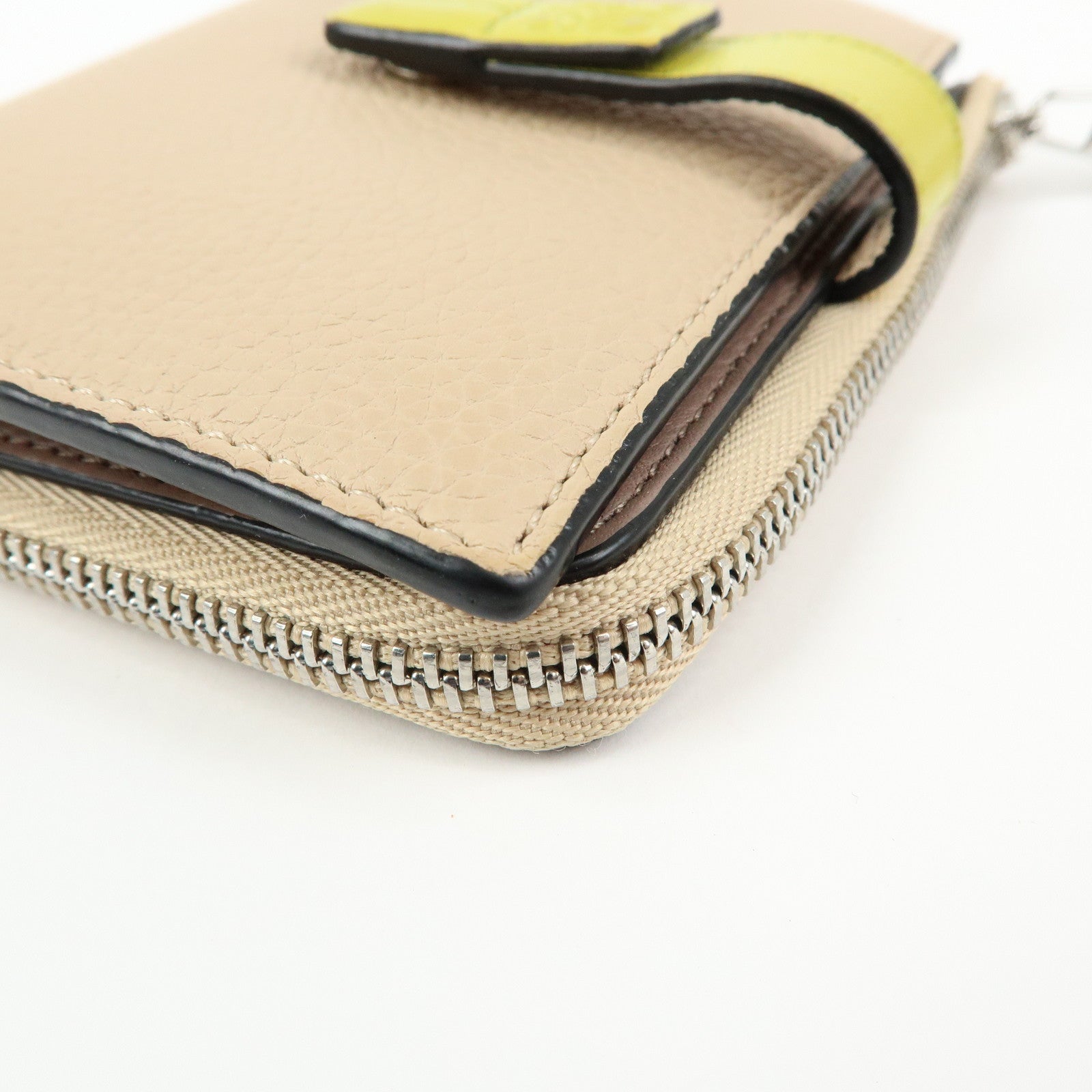 LOEWE Anagram Leather Compact Wallet Beige Yellow