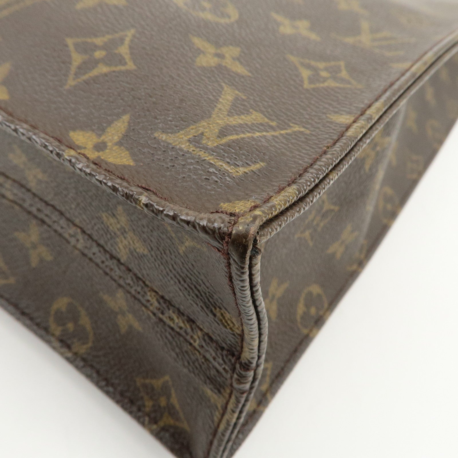 Louis Vuitton Monogram Sac Plat Tote Bag Hand Bag Brown M51140