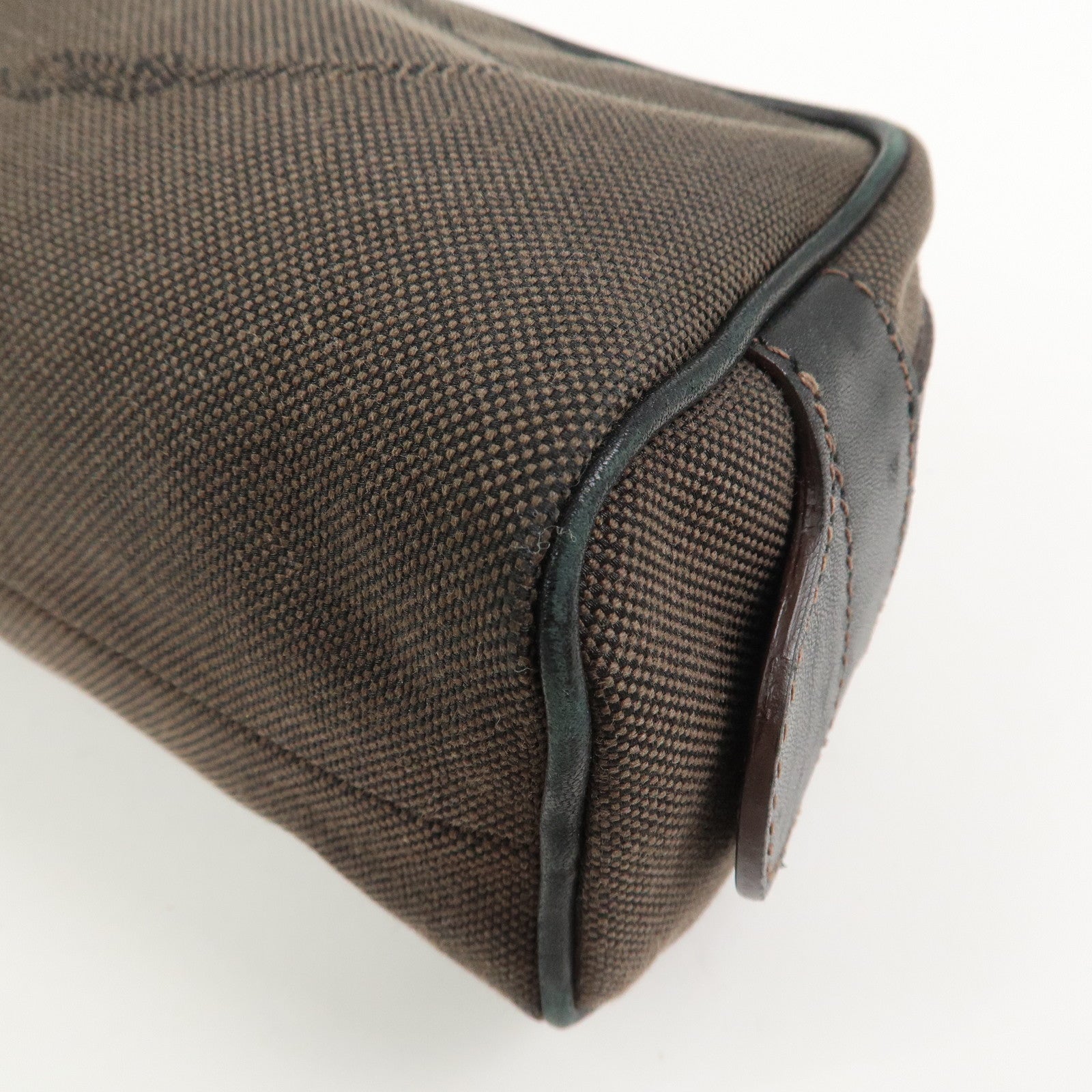 PRADA Logo Jacquard Pouch Cosmetic Pouch Makeup Bag Brown