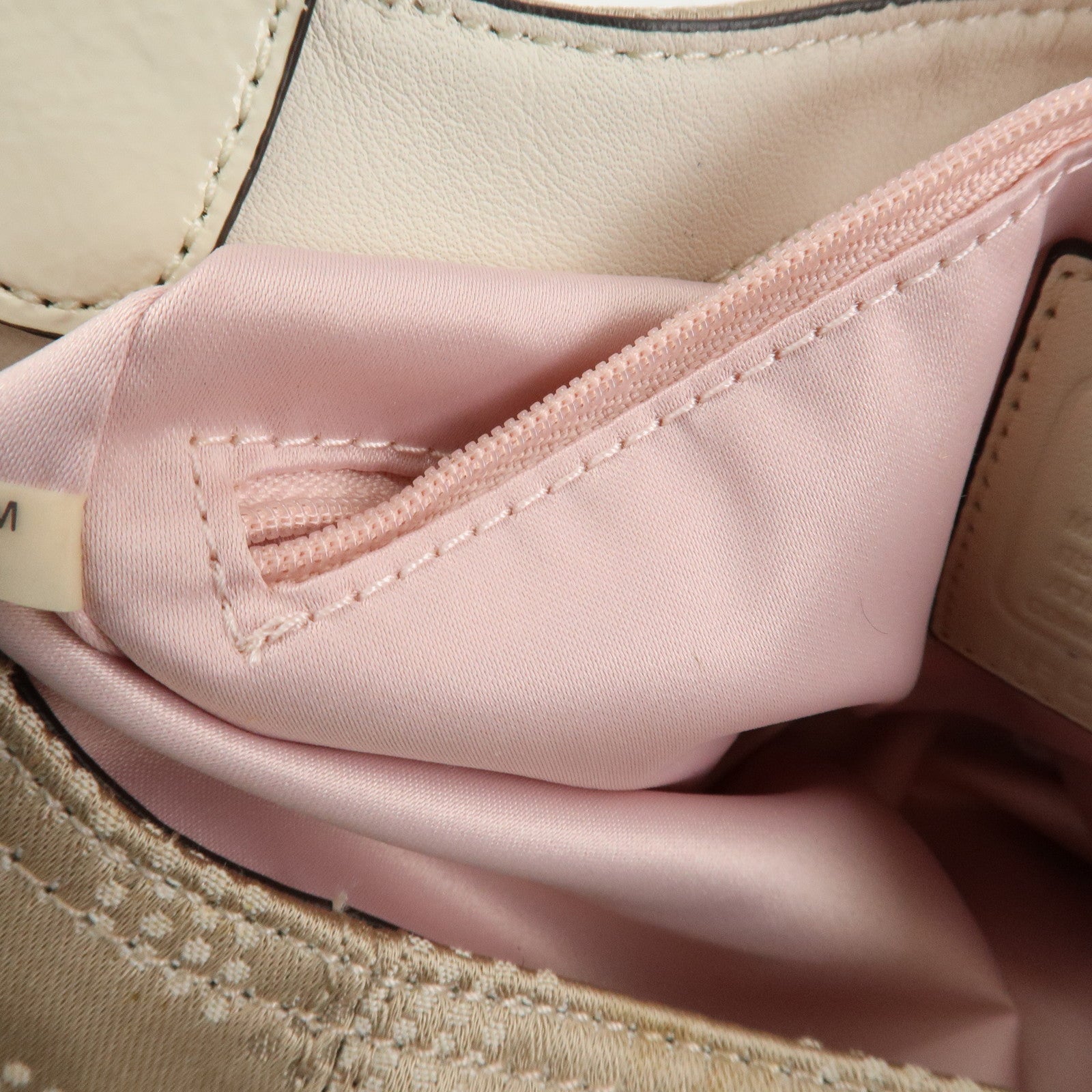 COACH Ashley Canvas Patent Leather Dot Op Art Hobo Bag Beige F21920 Used