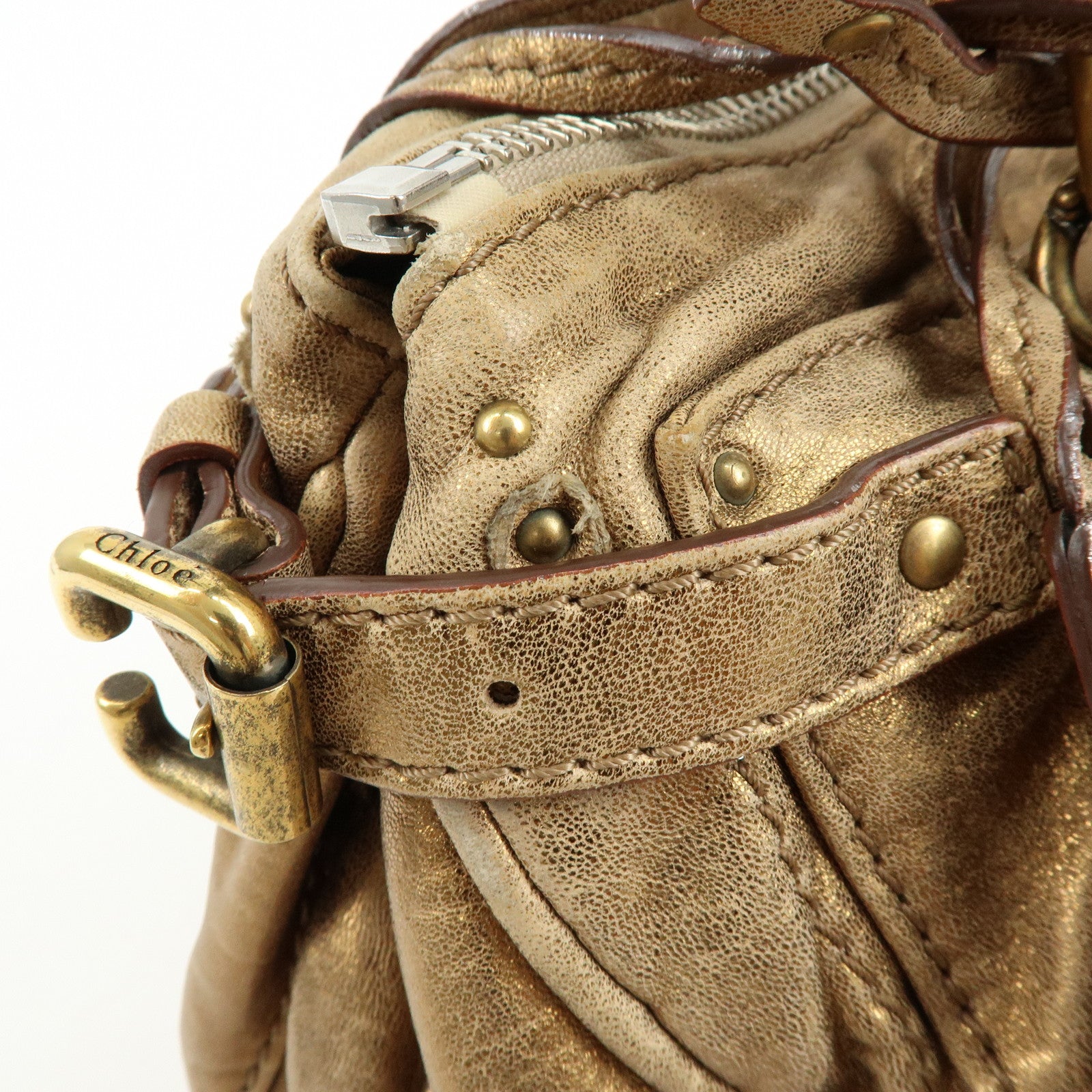 Chloe Paddington Leather Shoulder Bag Hand Bag Gold