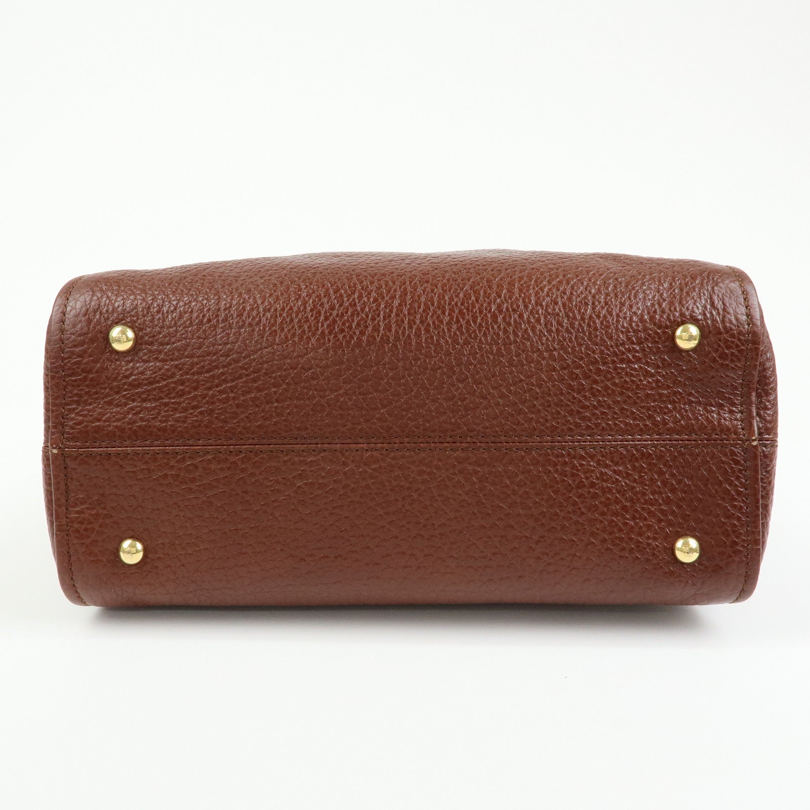 FENDI Leather 2Way Bag Hand Bag Shoulder Bag Brown 8BL114