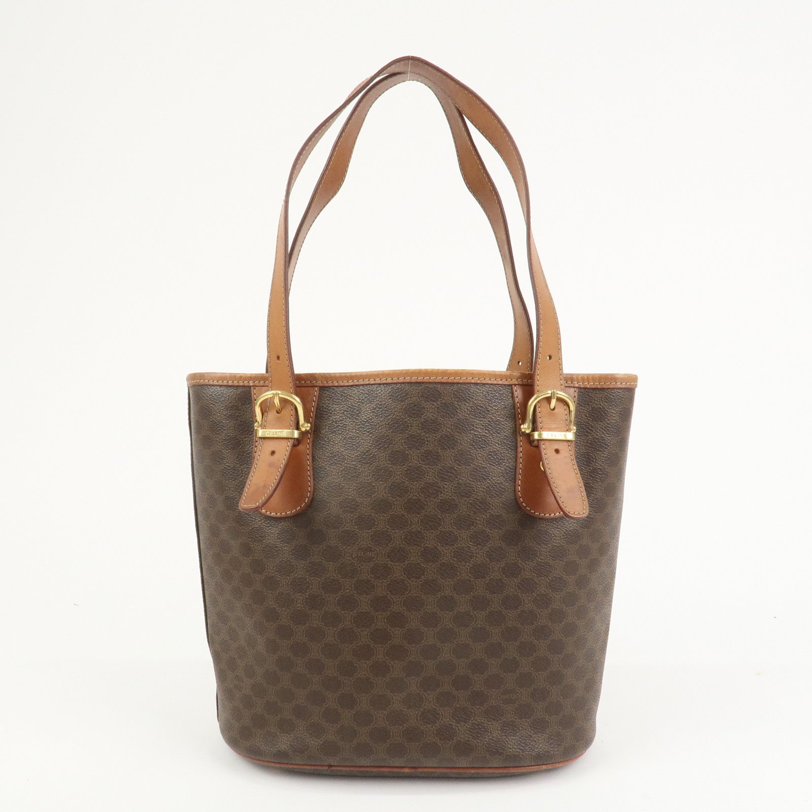 CELINE Macadam PVC Leather Tote Bag Hand Bag Brown