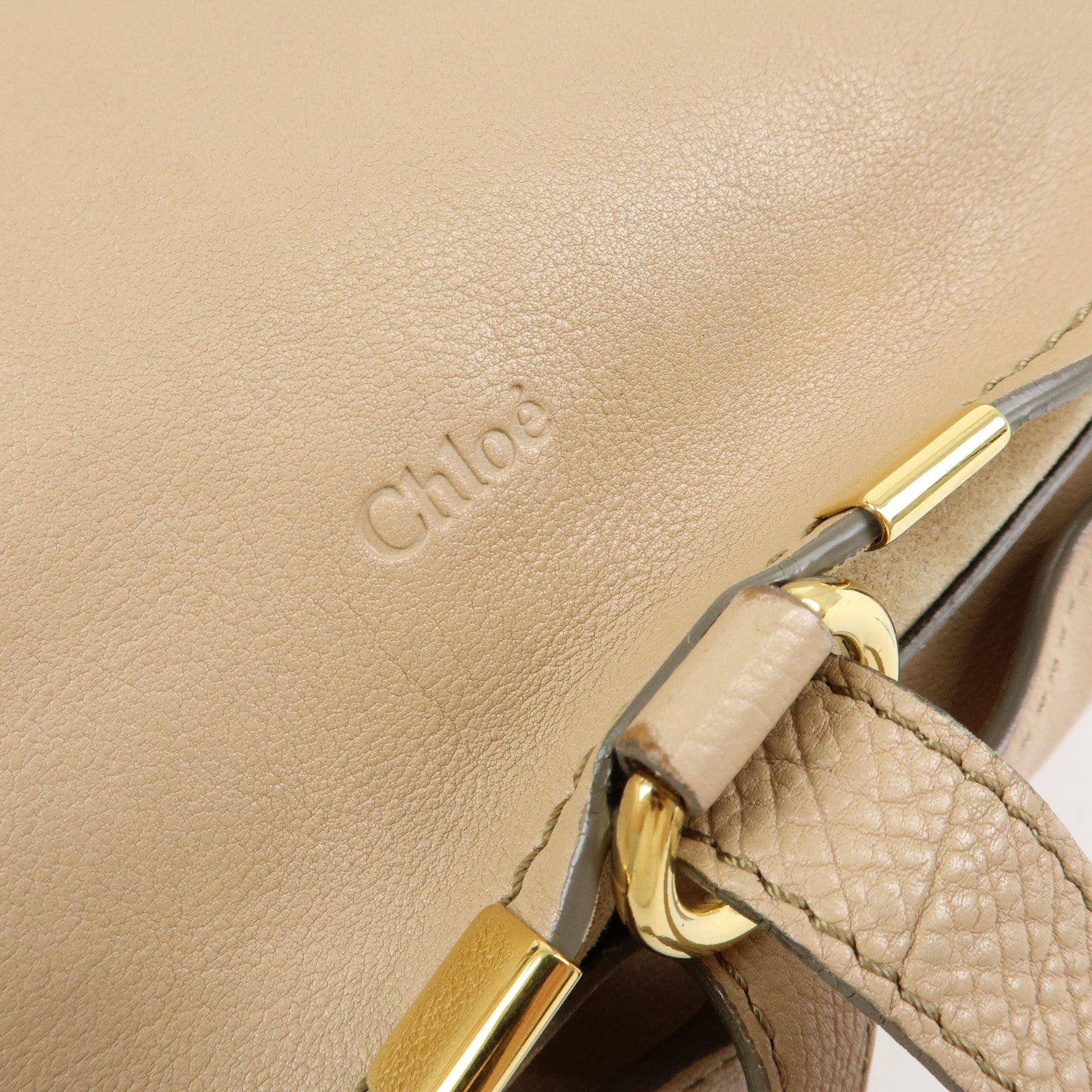 Chloe Marcie Leather 2Way Bag Shoulder Bag Hand Bag Beige