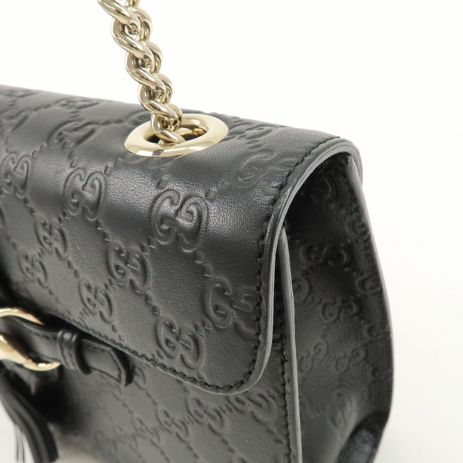 GUCCI Horsebit Guccissima Emily Leather Chain Shoulder Bag 295402 Used