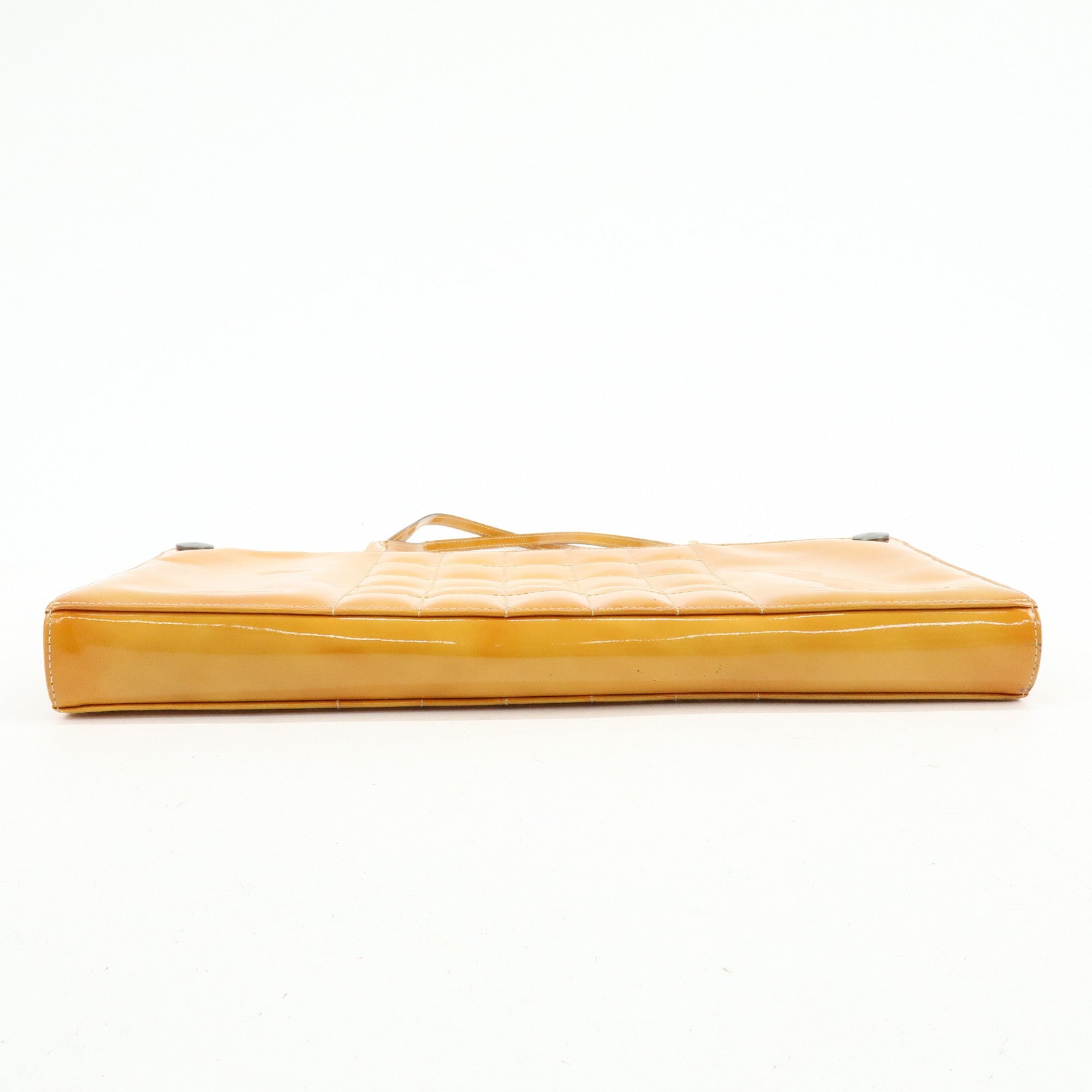 CHANEL Chocolate Bar Patent Leather Shoulder Bag Hand Bag Orange